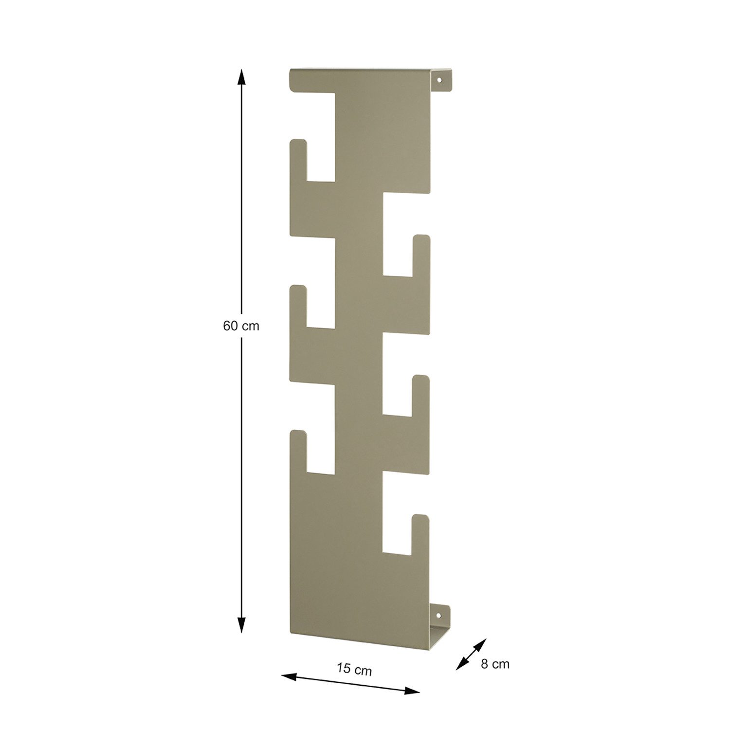 HAKU Garderobenständer Garderobe - grün aus Stahl - H. 60cm x B. 15cm - Wandgarderobe, (1xWandgarderobe, Wandhalterung - Wandhalter), Wandhakenleiste - Hakenleiste - Garderobenleiste - Wandhaken