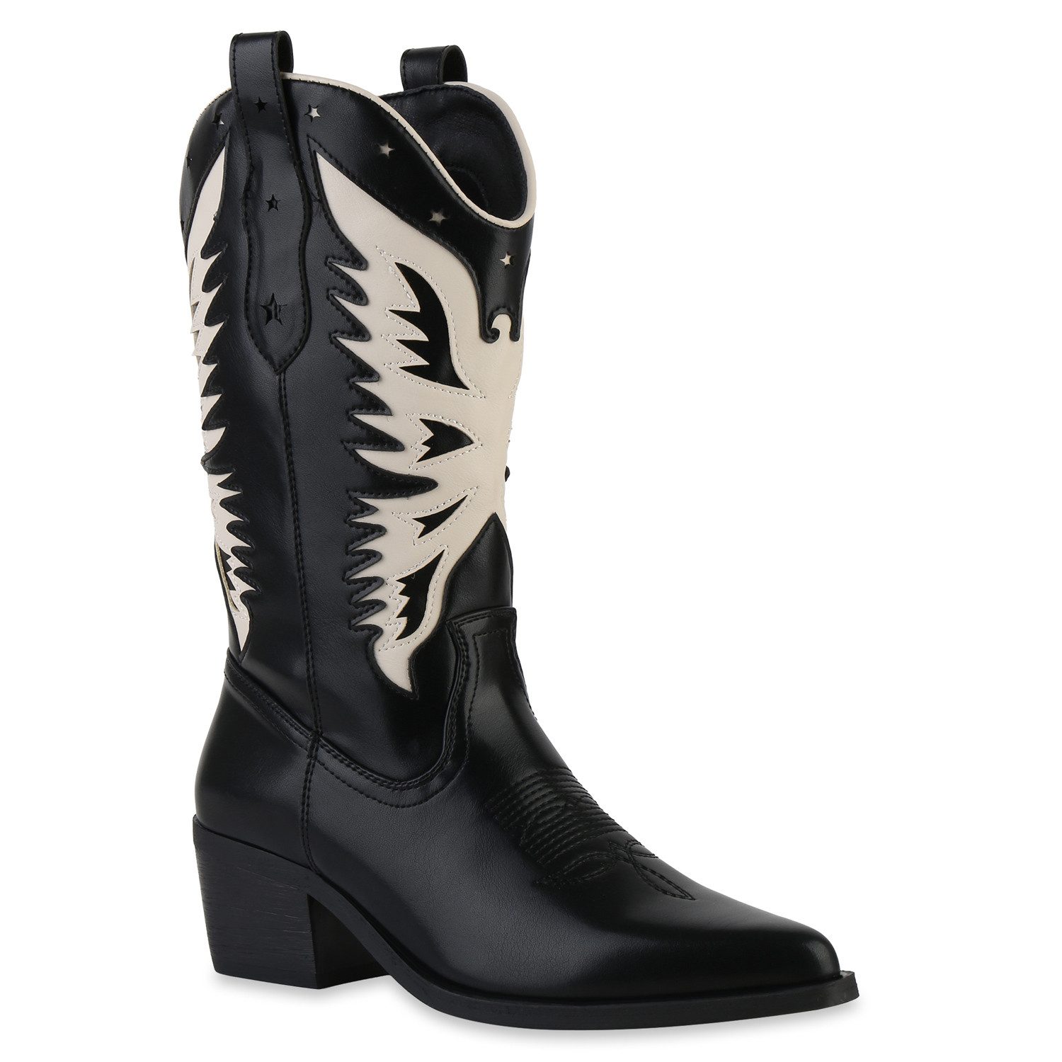 VAN HILL 841894 Cowboystiefel Damen Cowboystiefel Stiefel Spitze Stickereie günstig online kaufen