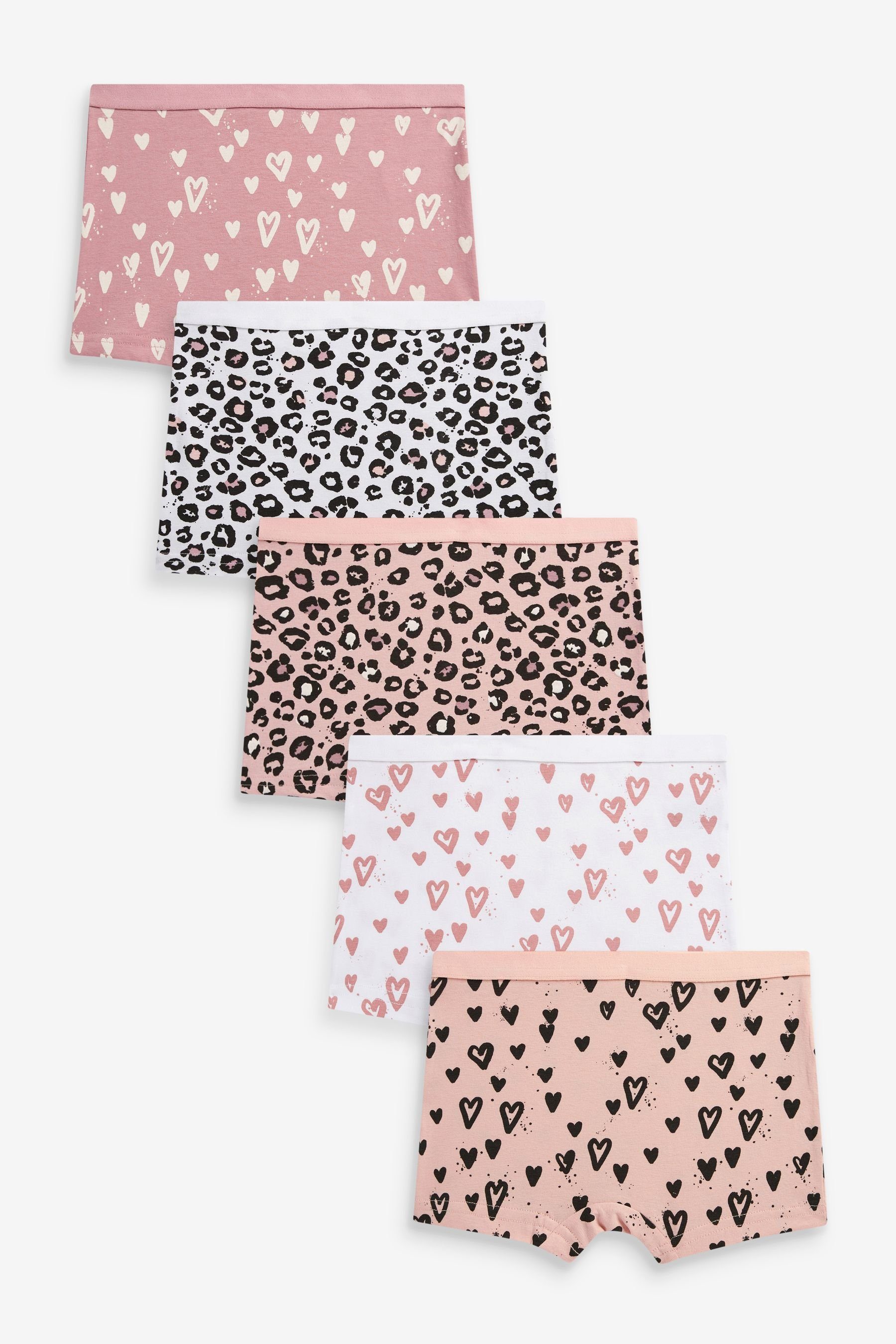 Next Schlüpfer Shorts mit Blümchenmuster, 5er-Pack (5-St) Pink Animal Print