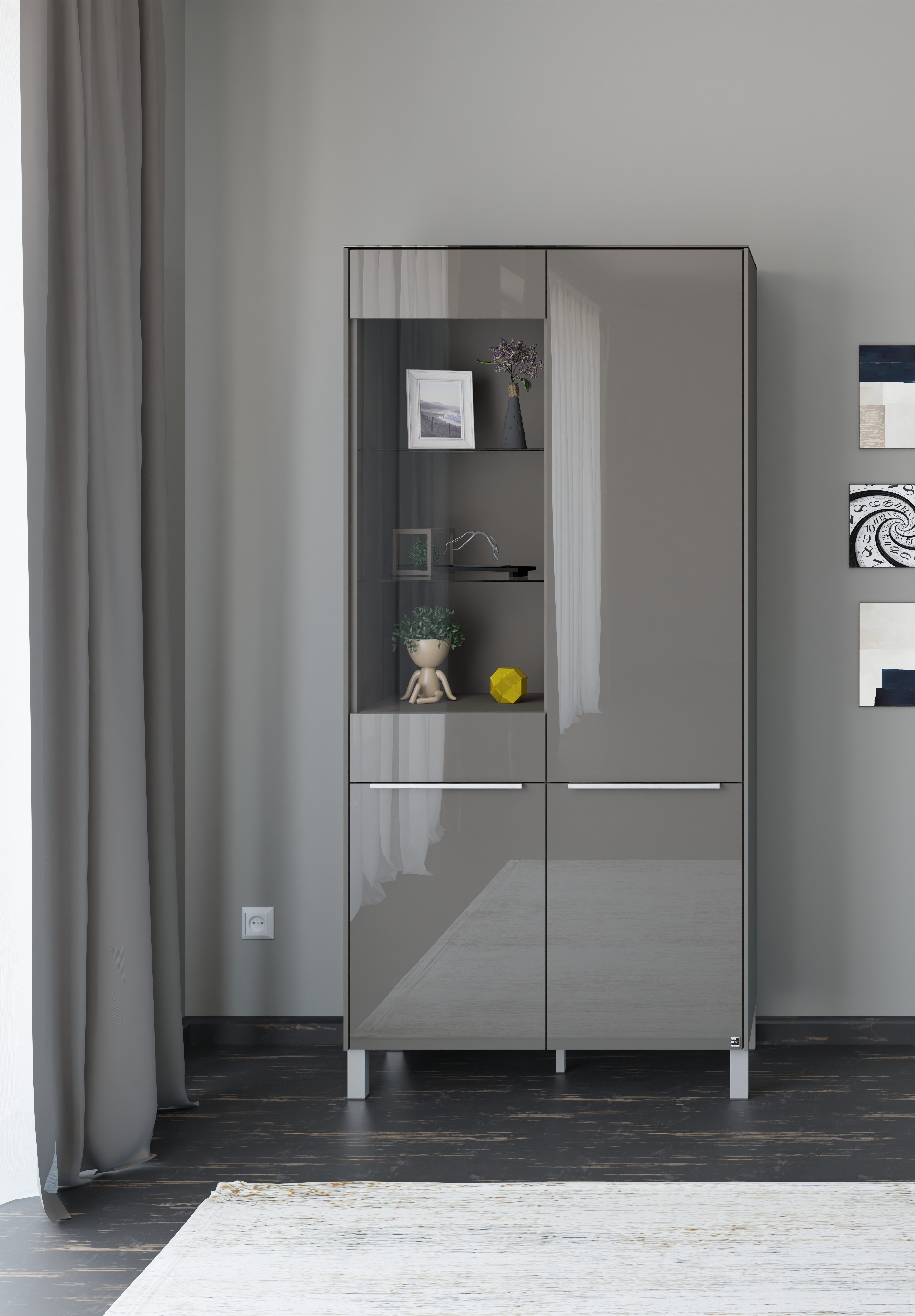 set one by Musterring Standvitrine Reno (1-St) Mit Vierkantfuß in diversen Farben, 197 cm Höhe & Farbauswahl