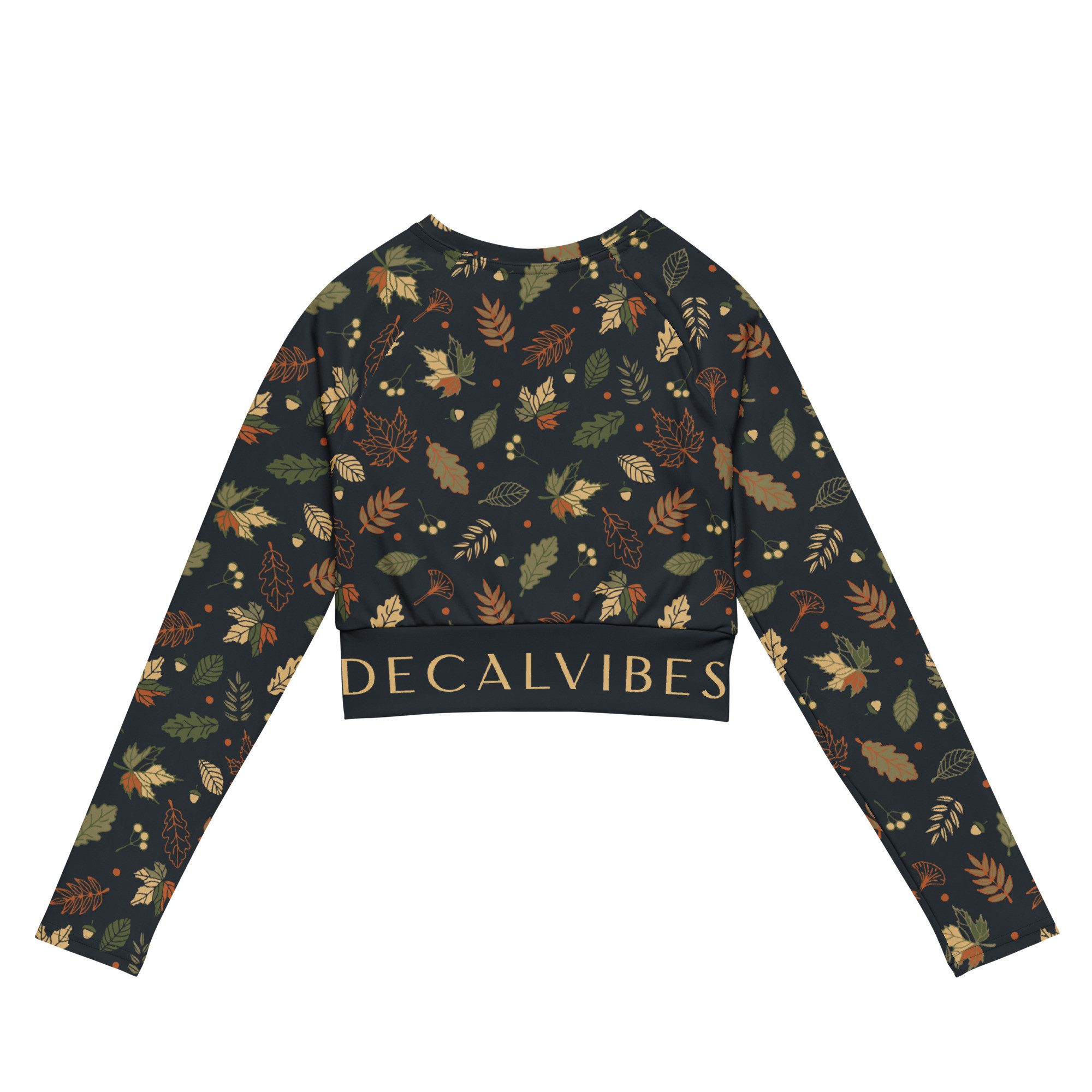 DECALVIBES Crop-Top Crop Top mit langen Ärmeln Ultimate Autumn Leaves UPF 50+, lange Raglanärmel, Crop-Schnitt, recyceltes Material