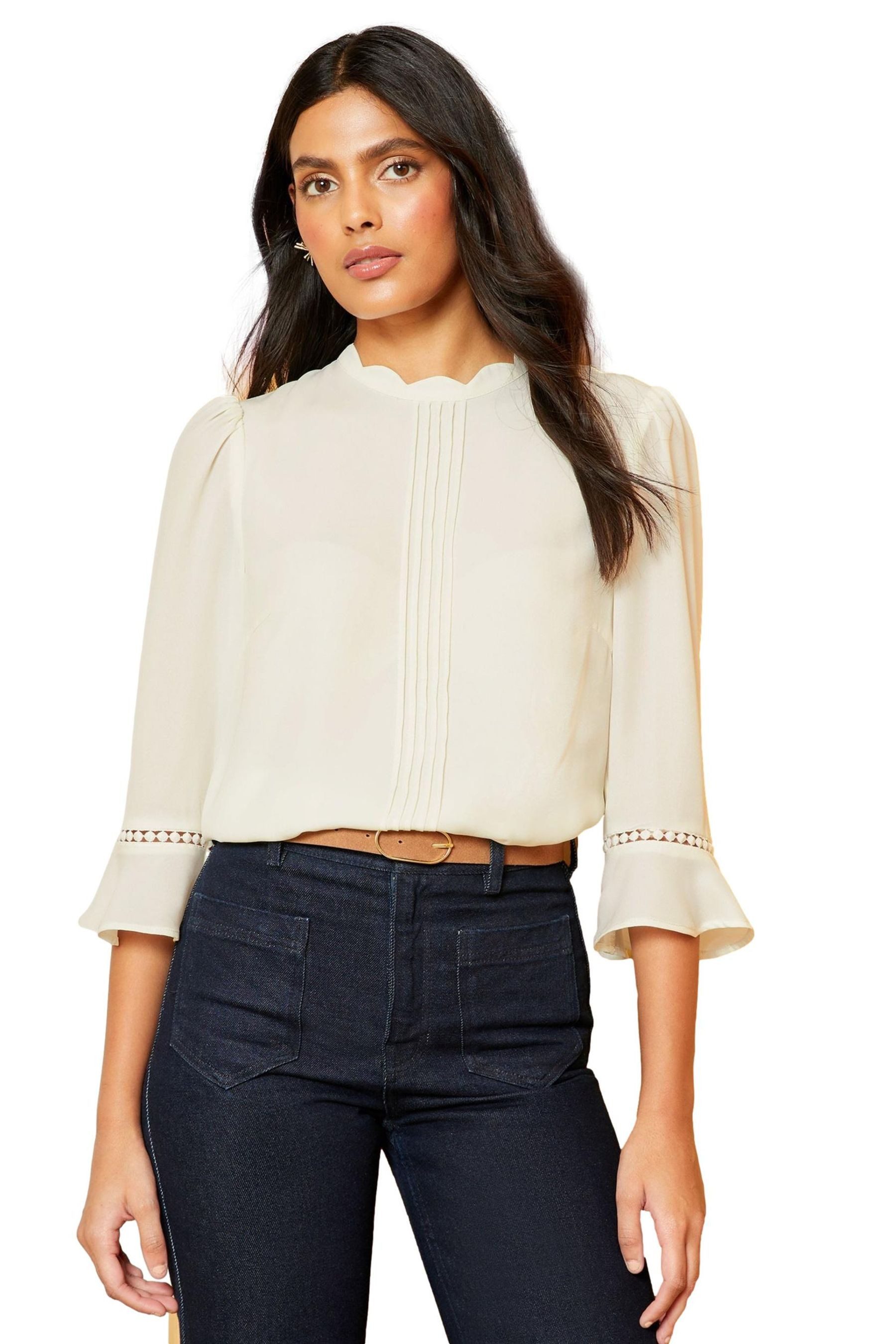 Langarmbluse Love & Roses Bluse mit 3/4-Trompetenärmeln Regular