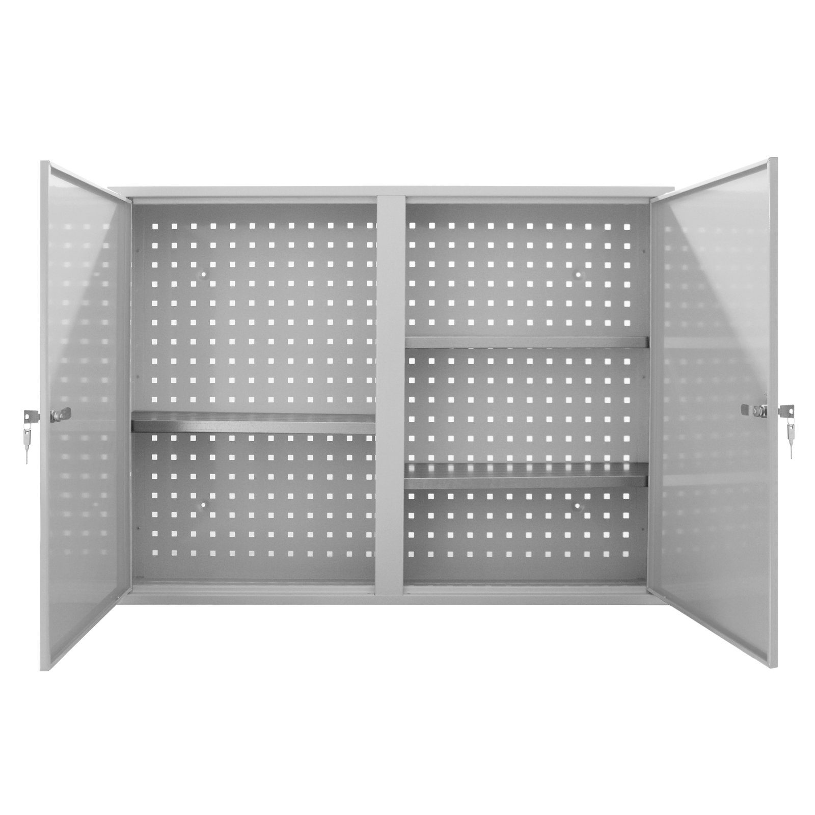 HxBxT mit Werkzeugschrank Grau PROREGAL® Fachboden, 2 Lichtgrau 3 + Türen 75x100x20cm, Werkzeugwandschrank