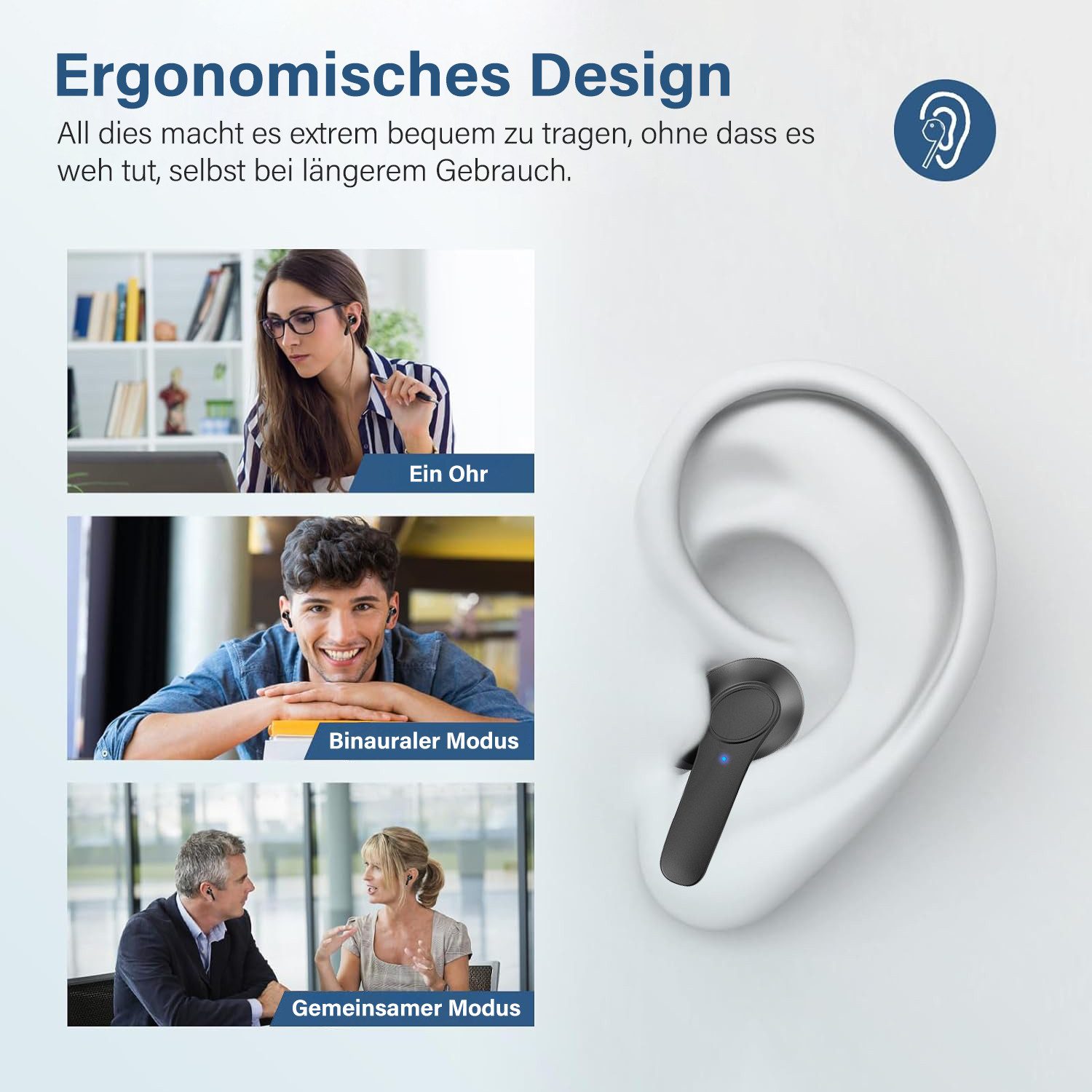 MOPUEA Übersetzungs Kopfhörer, Online Sprachübersetzer Ohrhörer Bluetooth Bluetooth-Kopfhörer (144 Sprachen und Akzente 0,5s Schnelle Übersetzung 4 Modi, Ohrhörer Übersetzergerät für Alltag, Arbeit, Reisen)