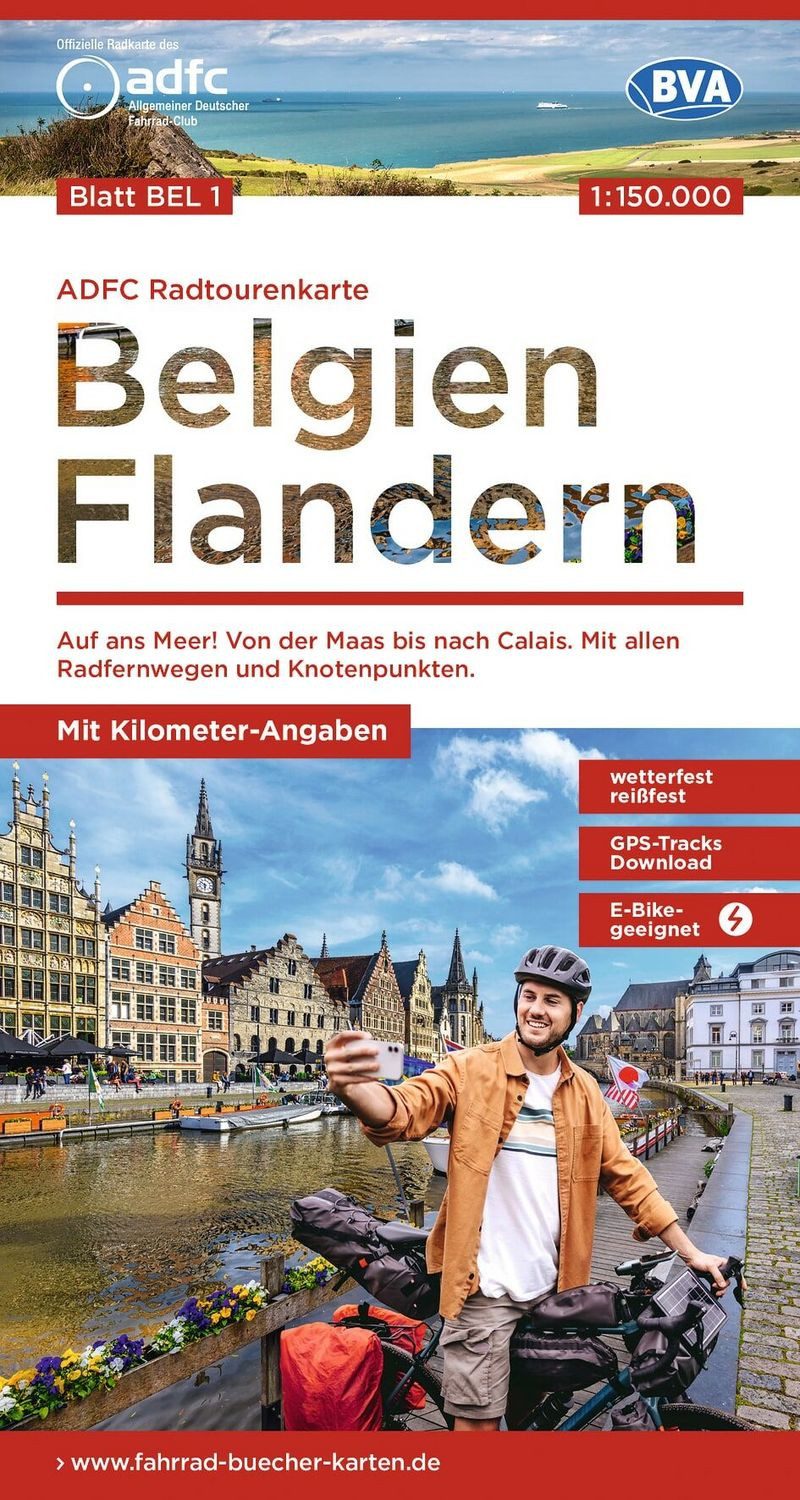 BVA ADFC Radtourenkarte Belgien Flandern, mit Knotenpunkten 1:150.000 / diverse