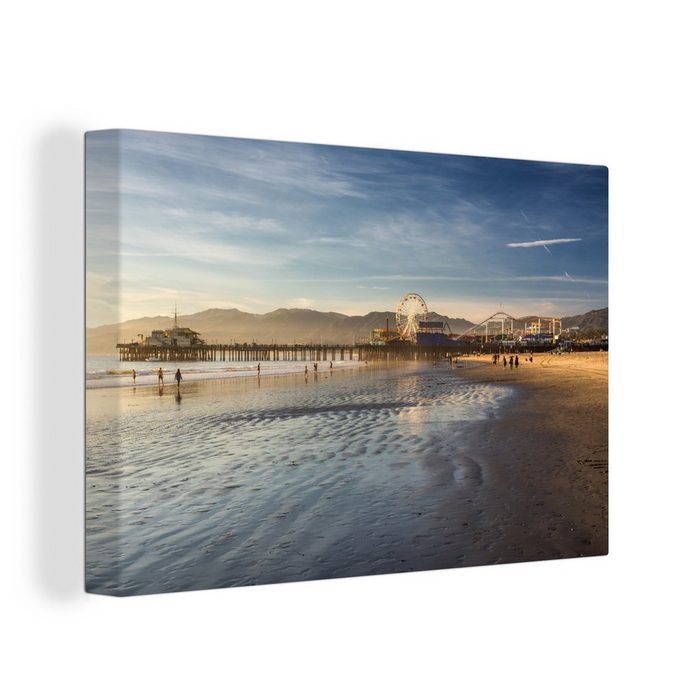 OneMillionCanvasses® Leinwandbild Strand - Pier - Amerika (1 St) Wandbild Leinwandbilder Aufhängefertig Wanddeko