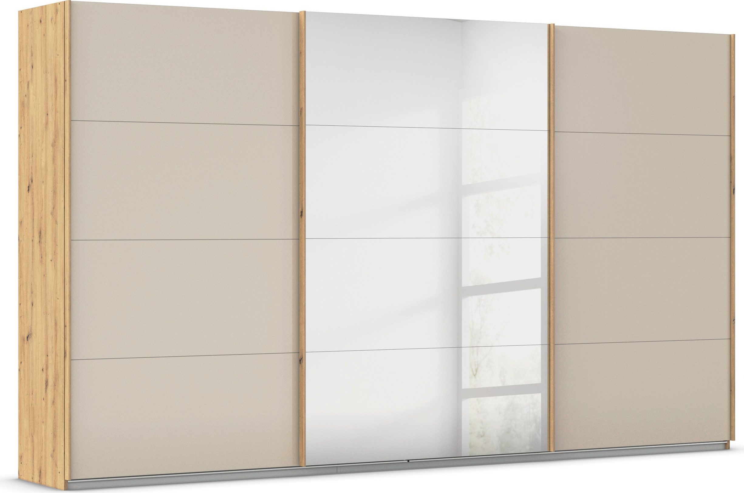 OTTO home Schwebetürenschrank Kleiderschrank Kleiderschränke Schrank Garderobe AGORDO mit Glasfront (Breiten 203/271/315/360 cm, Höhen 210/229 cm) durchdachte Innenausstattung, in 4 Breiten und 2 Höhen MADE IN GERMANY