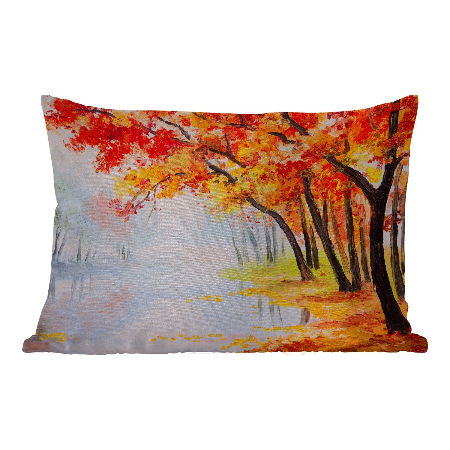 MuchoWow Dekokissen Gemälde - - Herbst Bäume Kissenhülle Dekokissenbezug, - Polyester, - Outdoor-Dekorationskissen, Wasser Ölfarbe