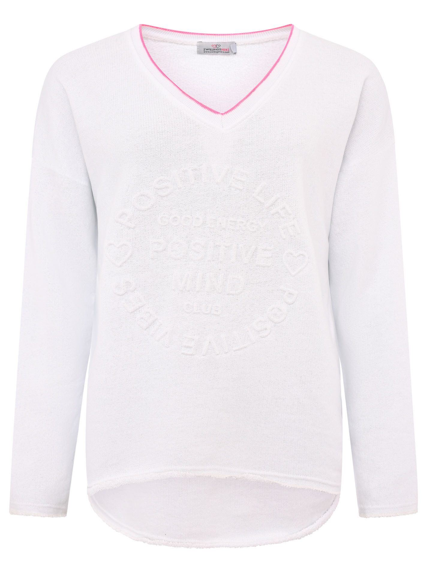 Zwillingsherz Sweatshirt "Positive Mind" mit Kontrastnaht in Neonfarbe günstig online kaufen