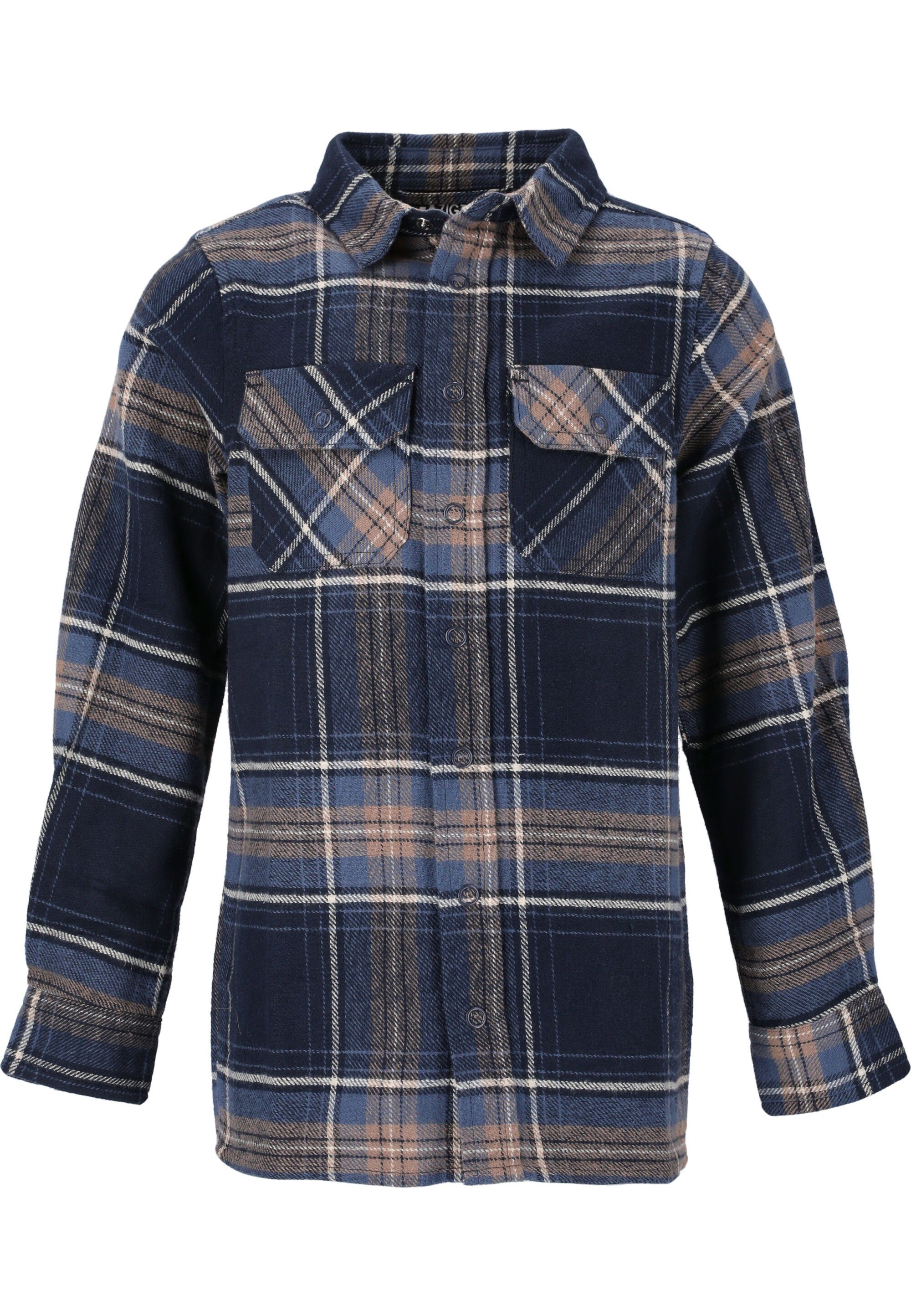 ZIGZAG Fleeceshirt mit dunkelblau Karomuster Marley zeitlosem