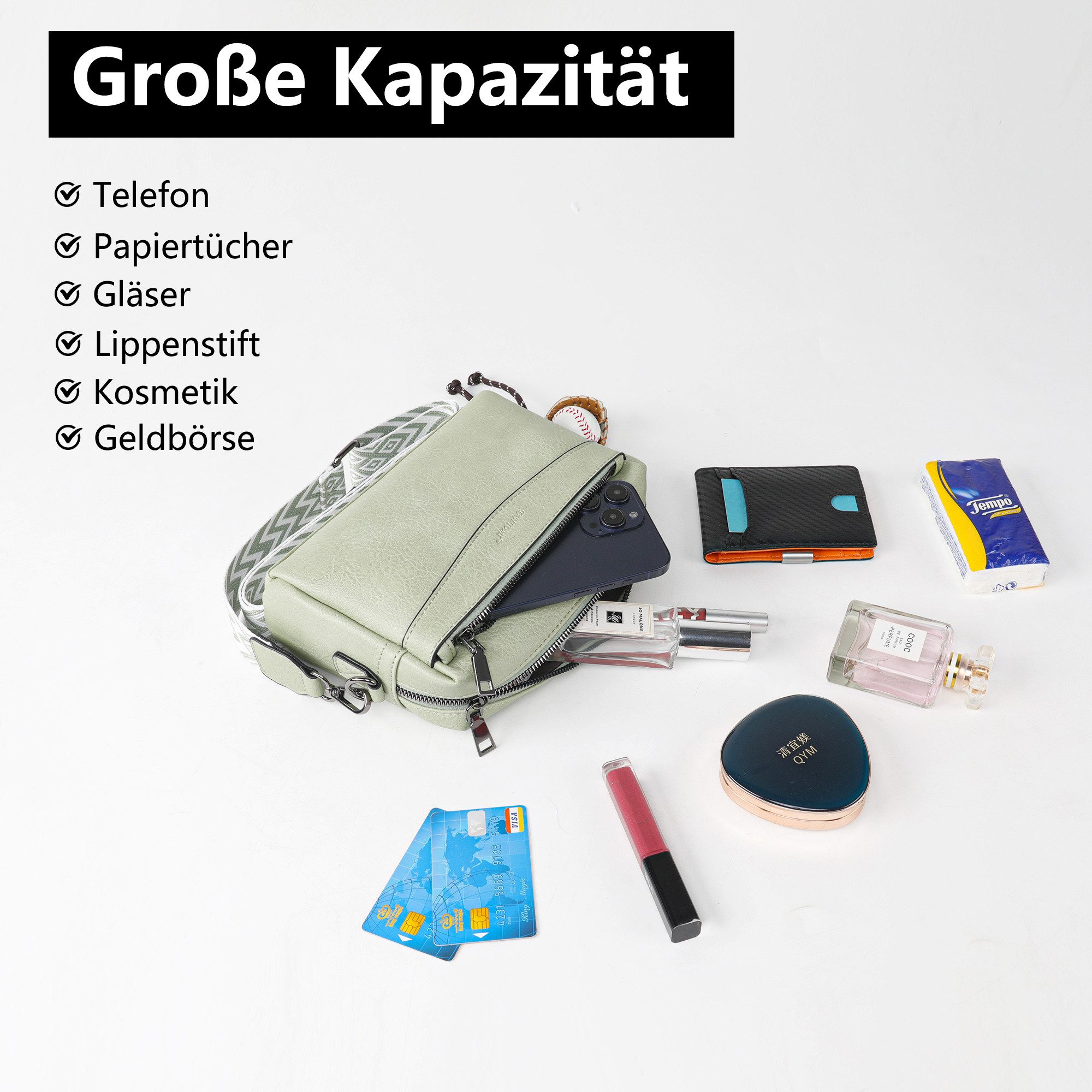 TAN.TOMI Umhängetasche Damen Schultertasche Klein Handtasche Crossbody Bag Henkeltasche (Tasche mit viel Stauraum), Für Pendeln Reise Campus Sport Rucksäcke – Bild 4 von 5
