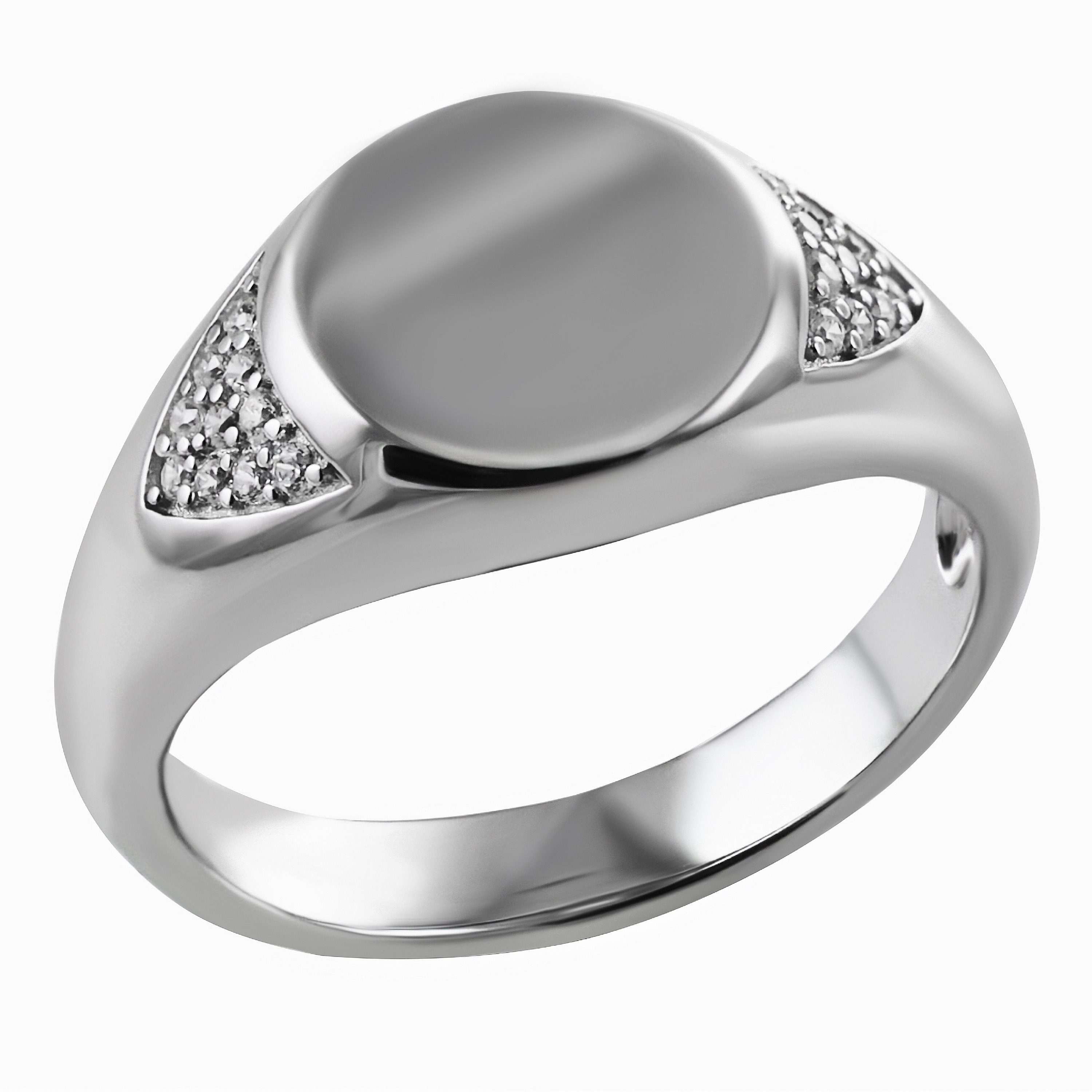 Firetti Siegelring Schmuck Geschenk Silber 925 Damenring Fingerring Ring Kreis rund, mit Zirkonia (synth)