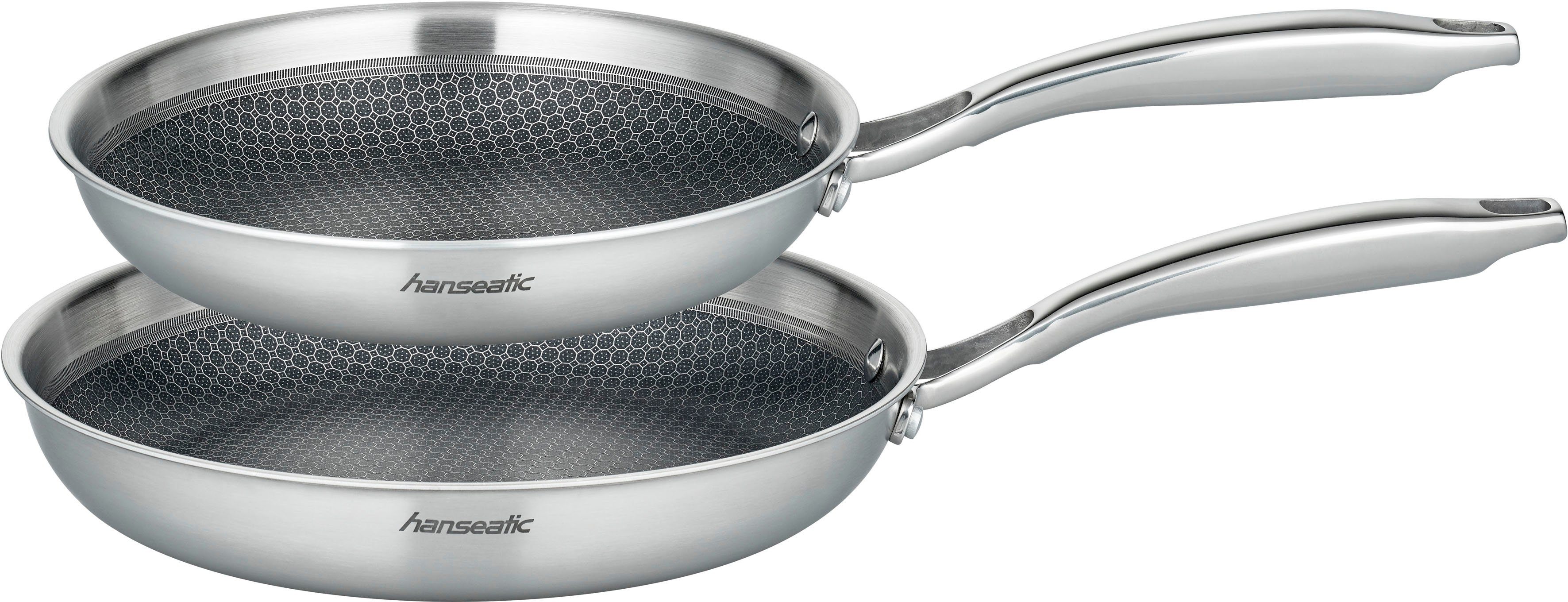 Hanseatic Pfannen-Set hanseatic, Edelstahl (Set, 2-tlg., 1x Pfanne Ø 24 cm - 1,6 l, 1x Pfanne Ø 28 cm - 2,4 l), Dreischicht-Material, Edelstahl-Wabenstruktur, Induktion