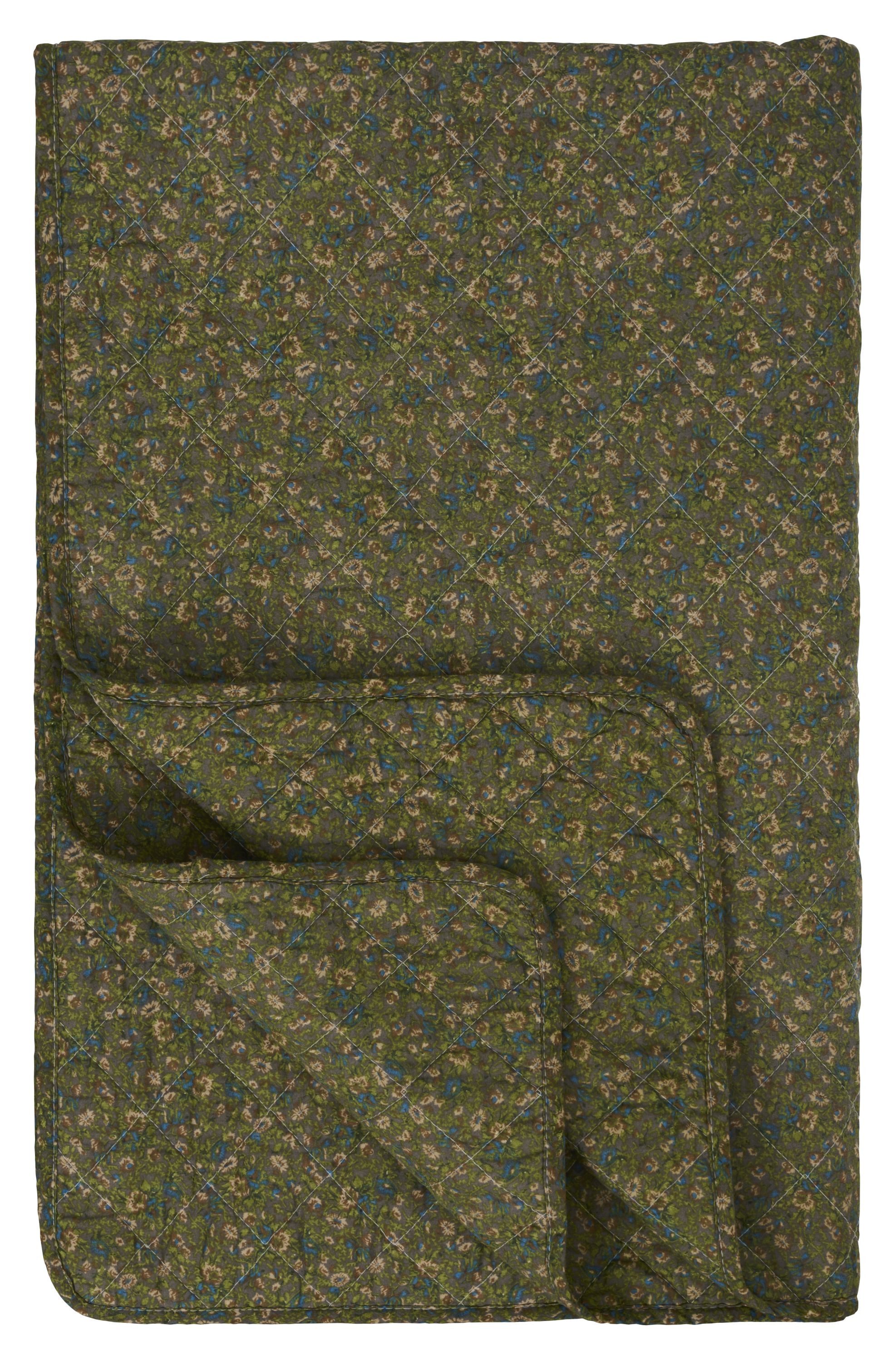 Ib Laursen Tagesdecke Ib Laursen - Decke Quilt Wohndecke Überwurf 180x130cm Grün Blumen