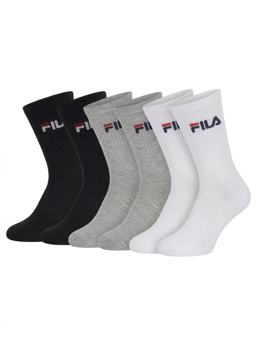 Fila Tennissocken UNISEX CREW TENNIS FULL TERRY SOCKS (6-Paar, 6 Paar) Sportsocken, flache Zehennaht