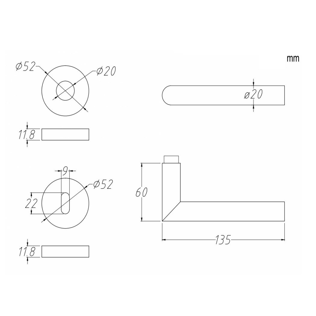 MeinTürgriff Drückergarnitur Orbit Schwarz LED Türgriff für Innentüren Rosettengarnitur – Bild 5 von 5