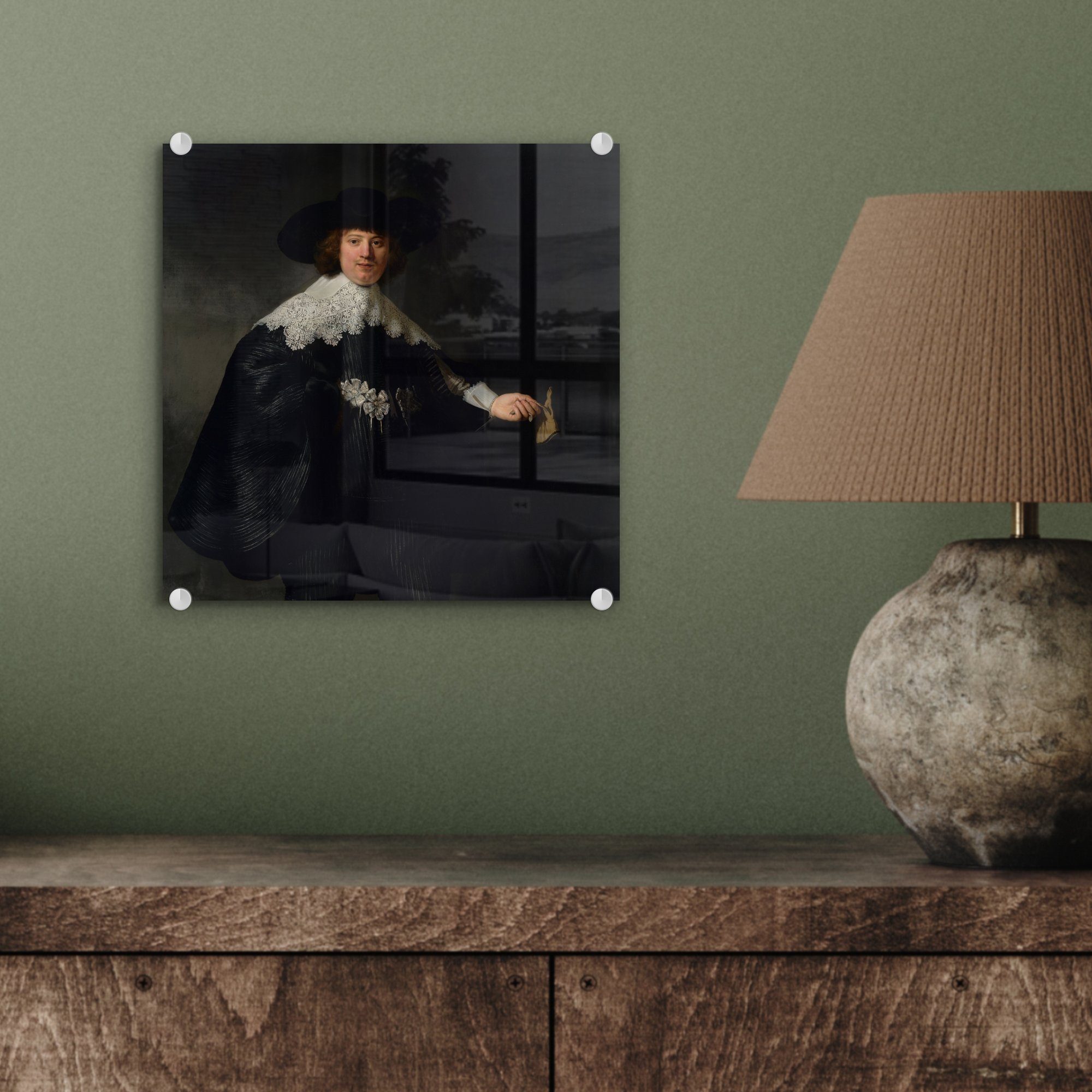 van MuchoWow Bilder von Foto - Glas St), Glas auf Rijn, Soolmans - - Rembrandt Das Marten Wandbild Hochzeitsbildnis Wanddekoration bunt auf Acrylglasbild (1 - Glasbilder