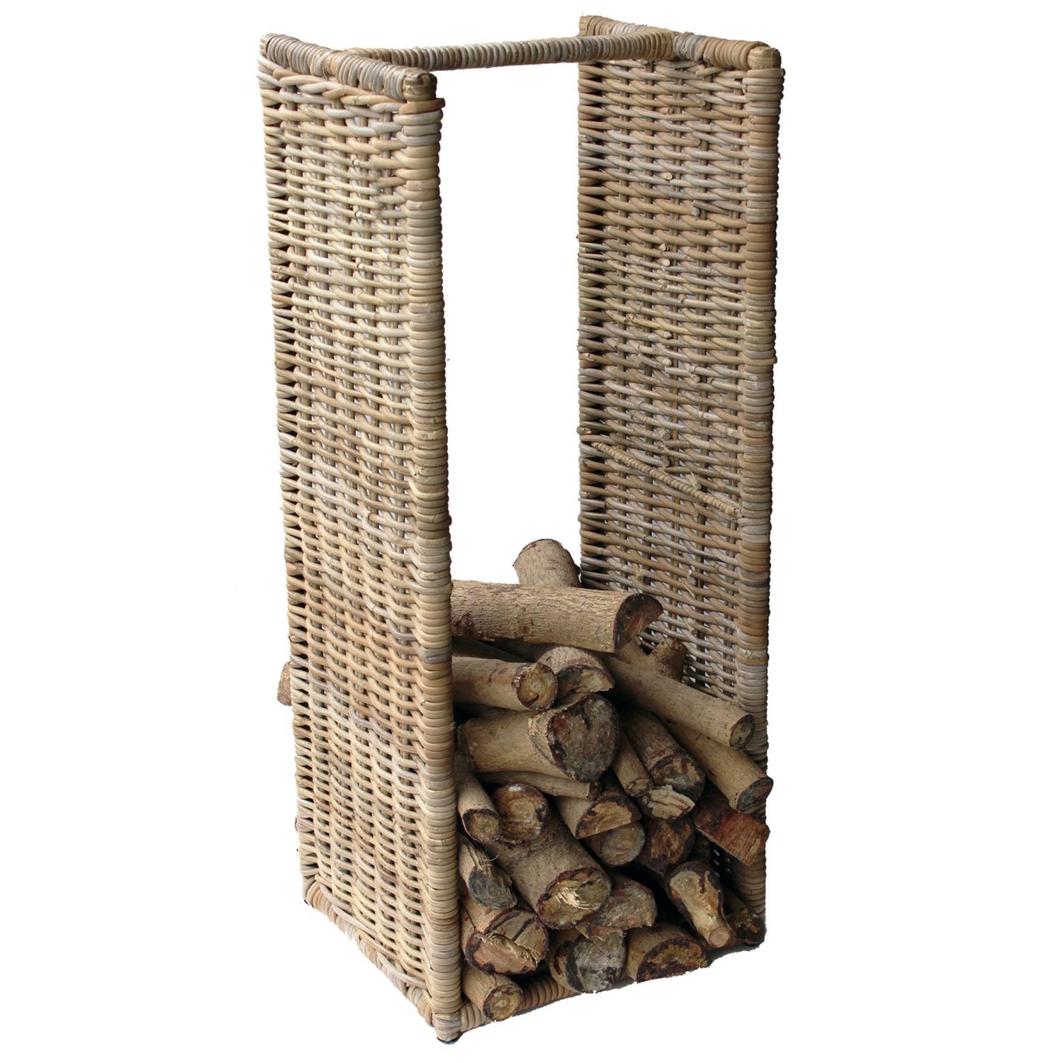 INNA-Glas Übertopf Deko Korb LUMIRA, für Brennholz, braun-grau, 42x36x100cm