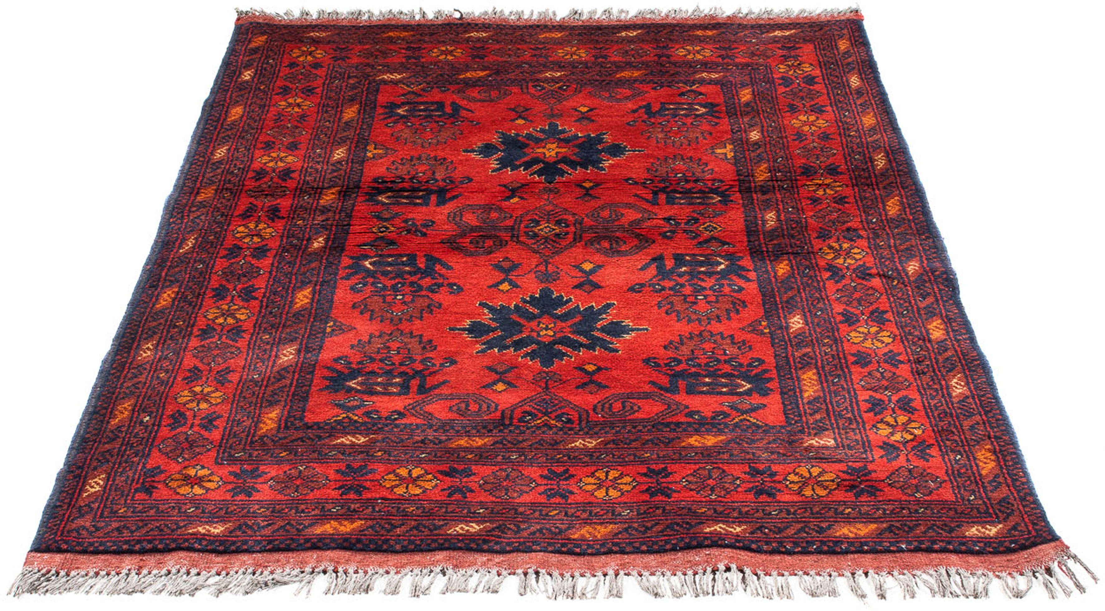 Orientteppich Afghan - Kunduz - 143 x 101 cm - dunkelrot, morgenland, rechteckig, Höhe: 7 mm, Wohnzimmer, Handgeknüpft, Einzelstück mit Zertifikat
