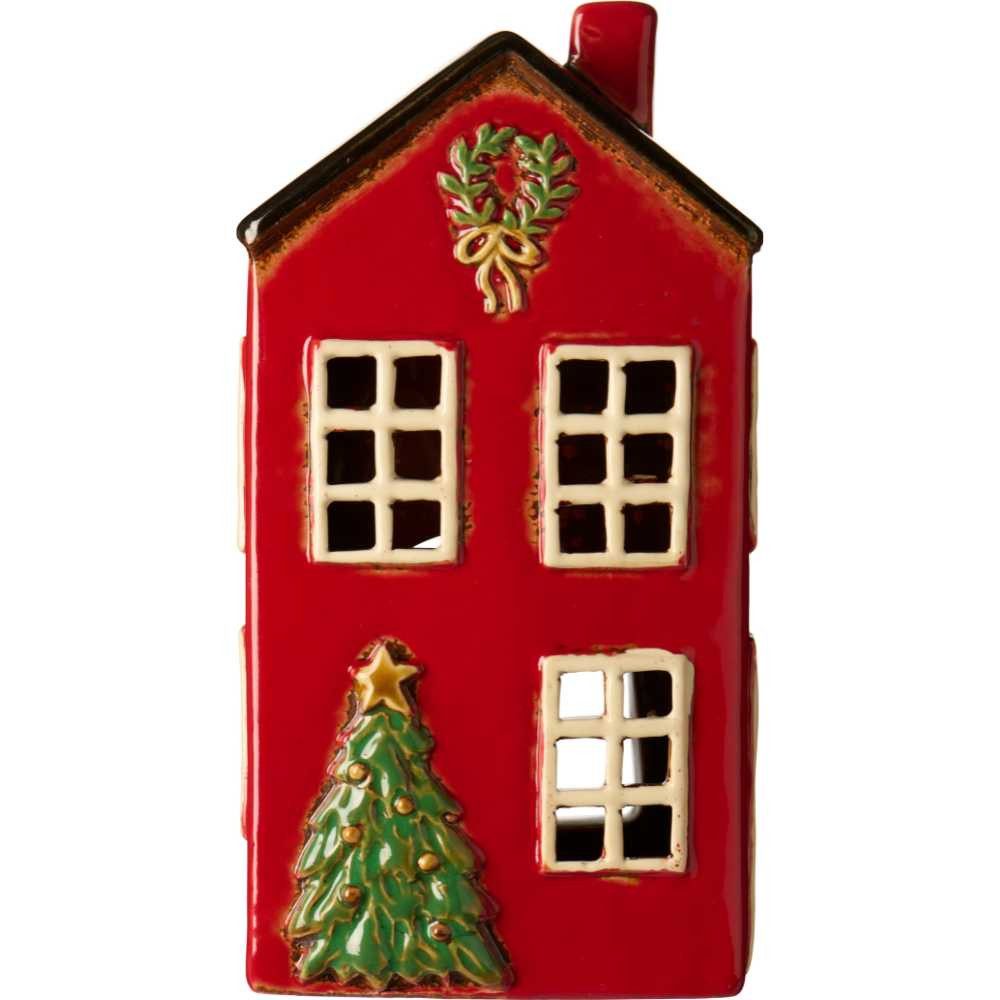 Ib Laursen Kerzenhalter IB Laursen Lichthaus STILLENAT Rot mit Tannenbaum 2 günstig online kaufen