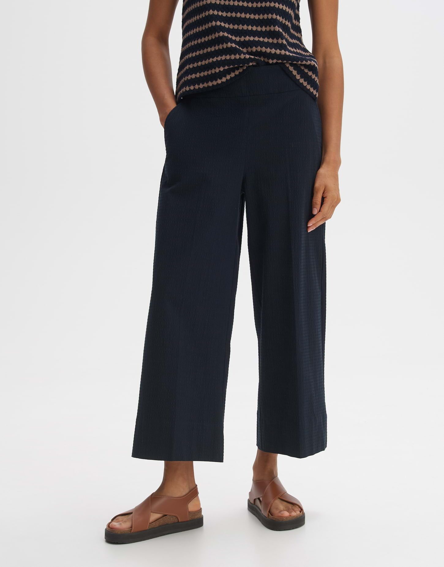 OPUS Culotte Misha desert lockere Passform Seersucker