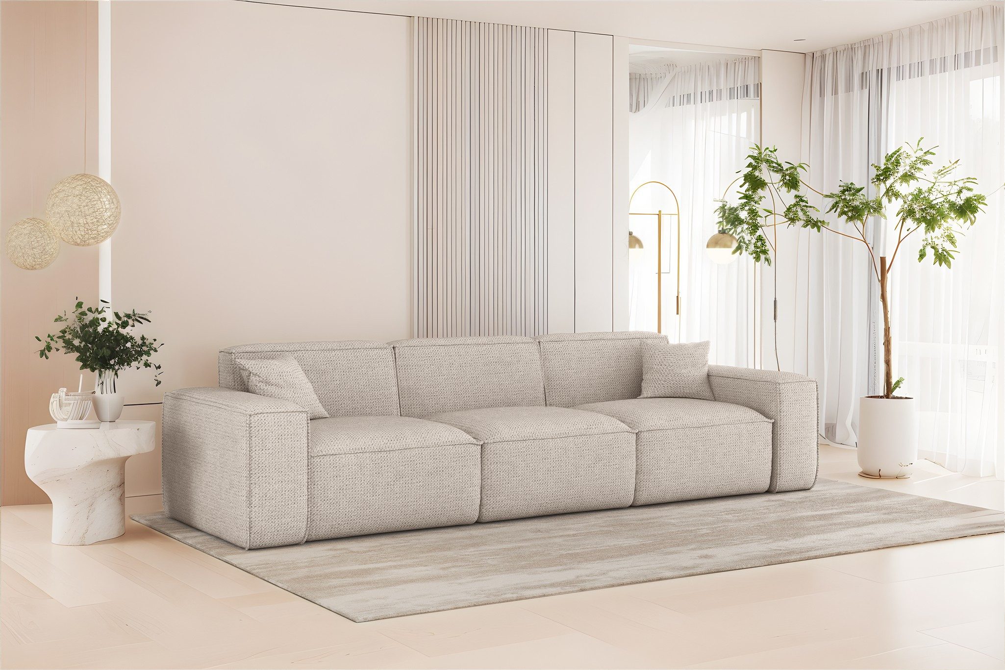 Fun Möbel 3-Sitzer Sofa Designersofa FUN PEREZ PREMIUM in Stoff Artico, inkl. 2 Zierkissen