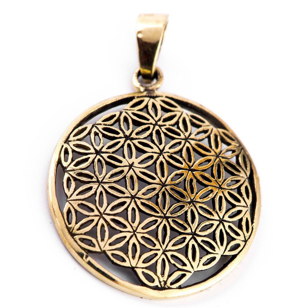 HOPLO Kettenanhänger Bronzeanhänger Die Blume des Lebens Schmuck Blume des Lebens 36x26mm