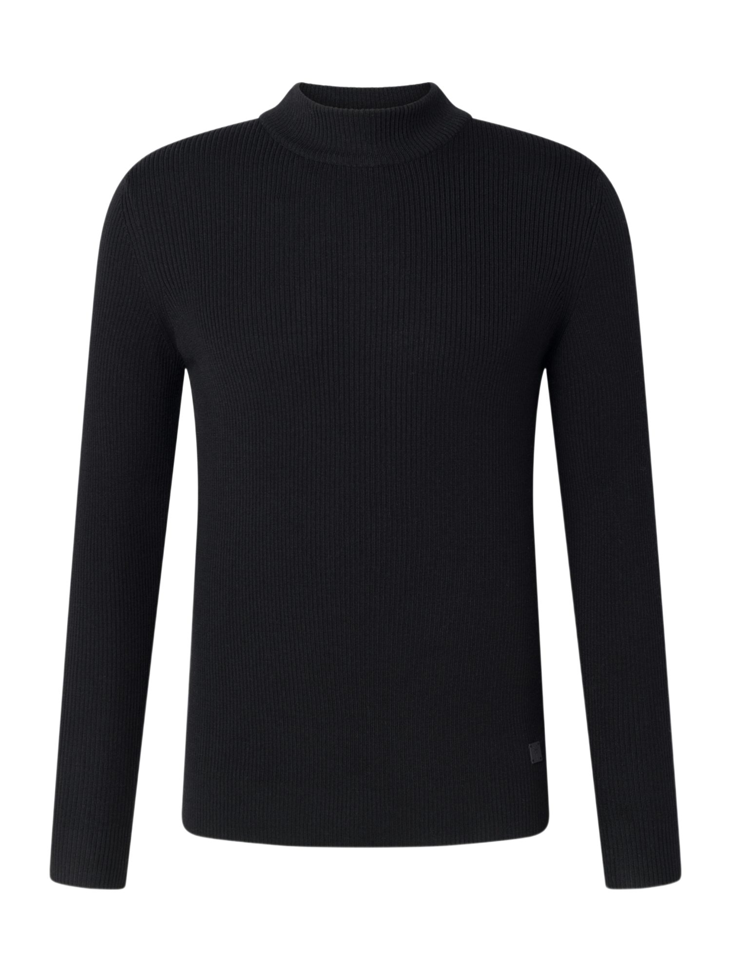 JOOP! Strickpullover schwarz,Casual,Wolle,Unifarben,Stehkragen,Lang,Modern Fit