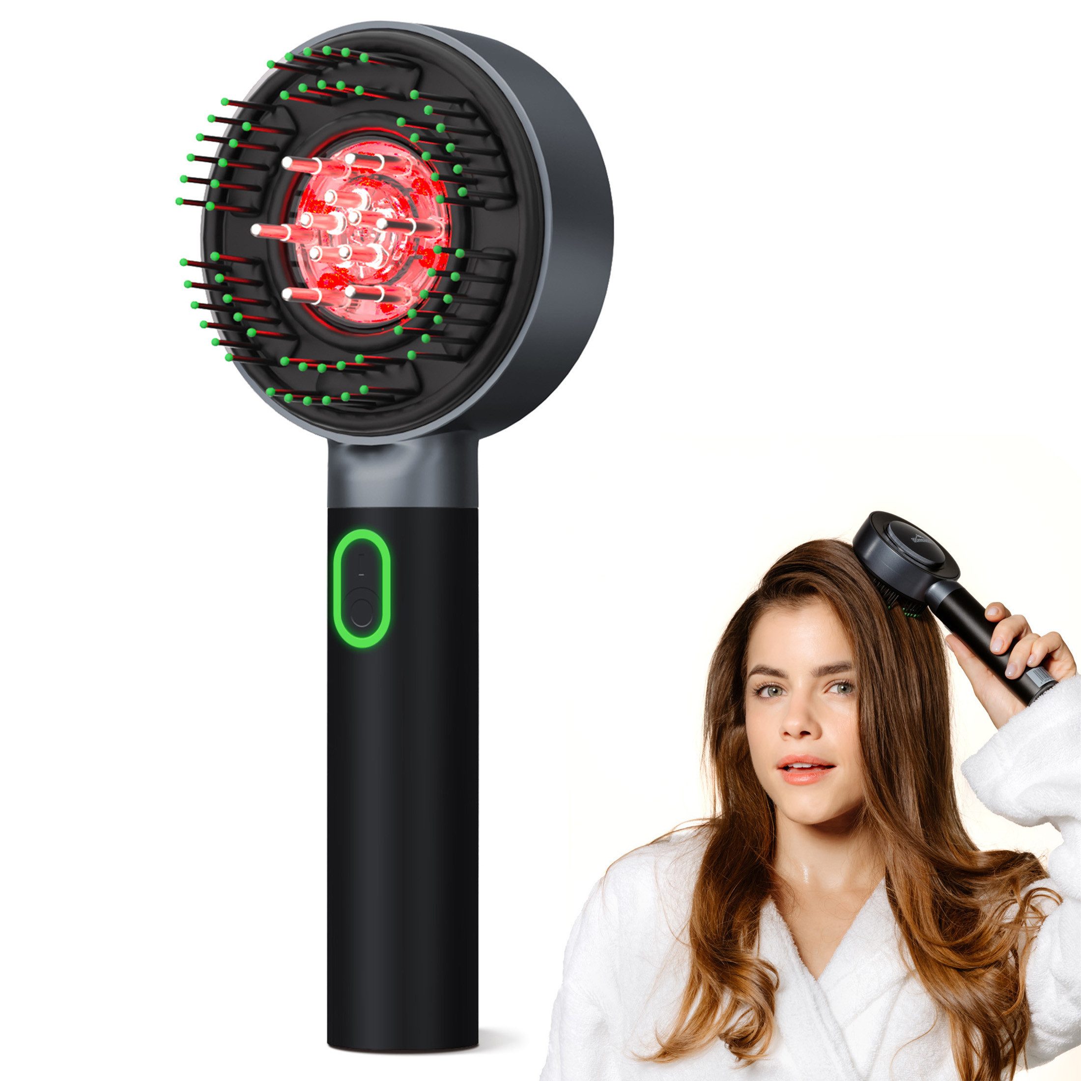 Donnerberg Massagegerät MIO KM-067 Grau, 3D-Kopfmassage mit Rotlicht + Ölanwendung