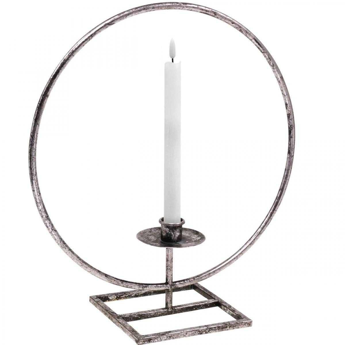 Florists Products Kerzenhalter Dekoring Silber Metall Antik-Look Stabkerzenhalter Shabby Chic