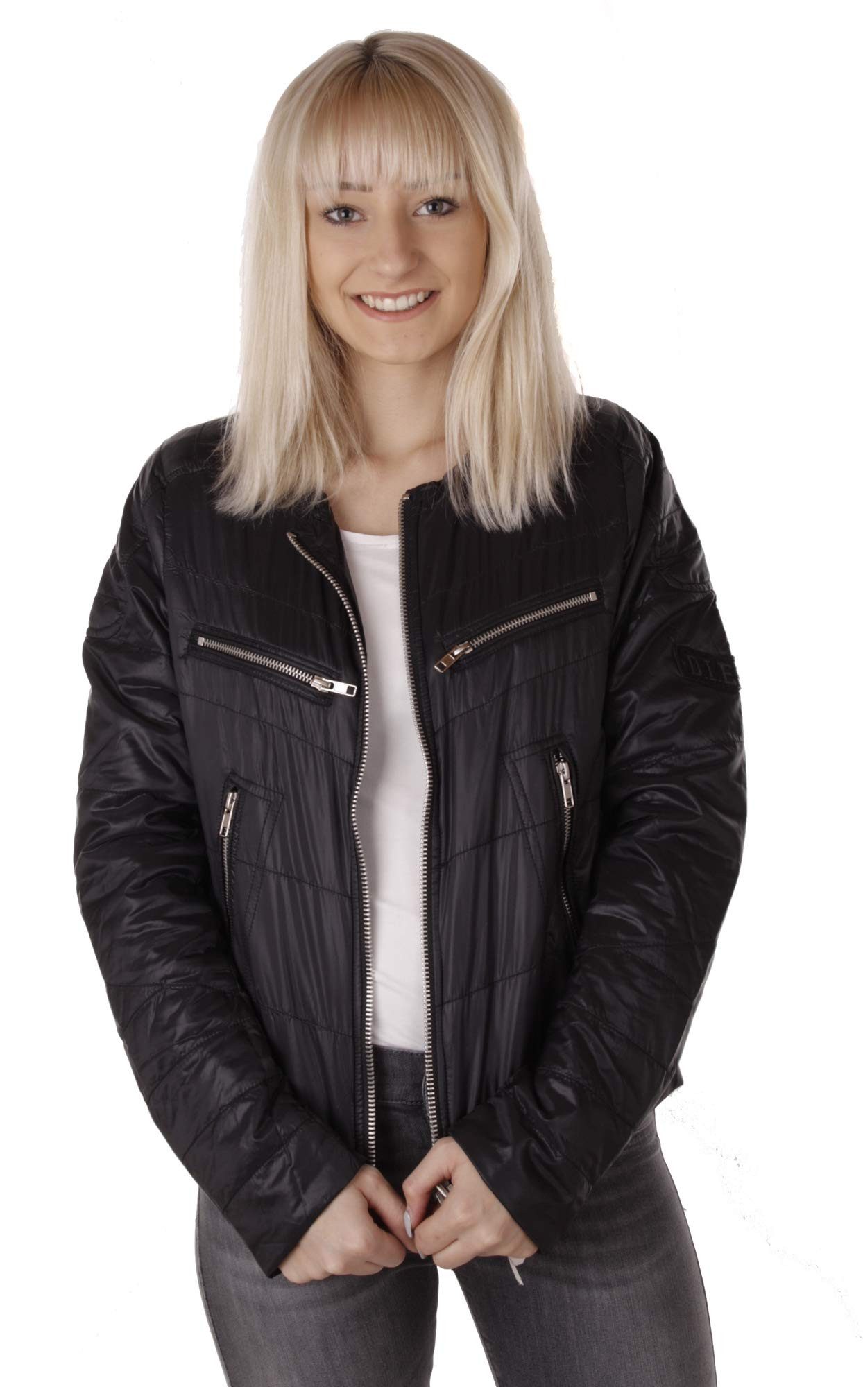 Blouson biker en cuir avec logo embossé Homme | Noir | Diesel