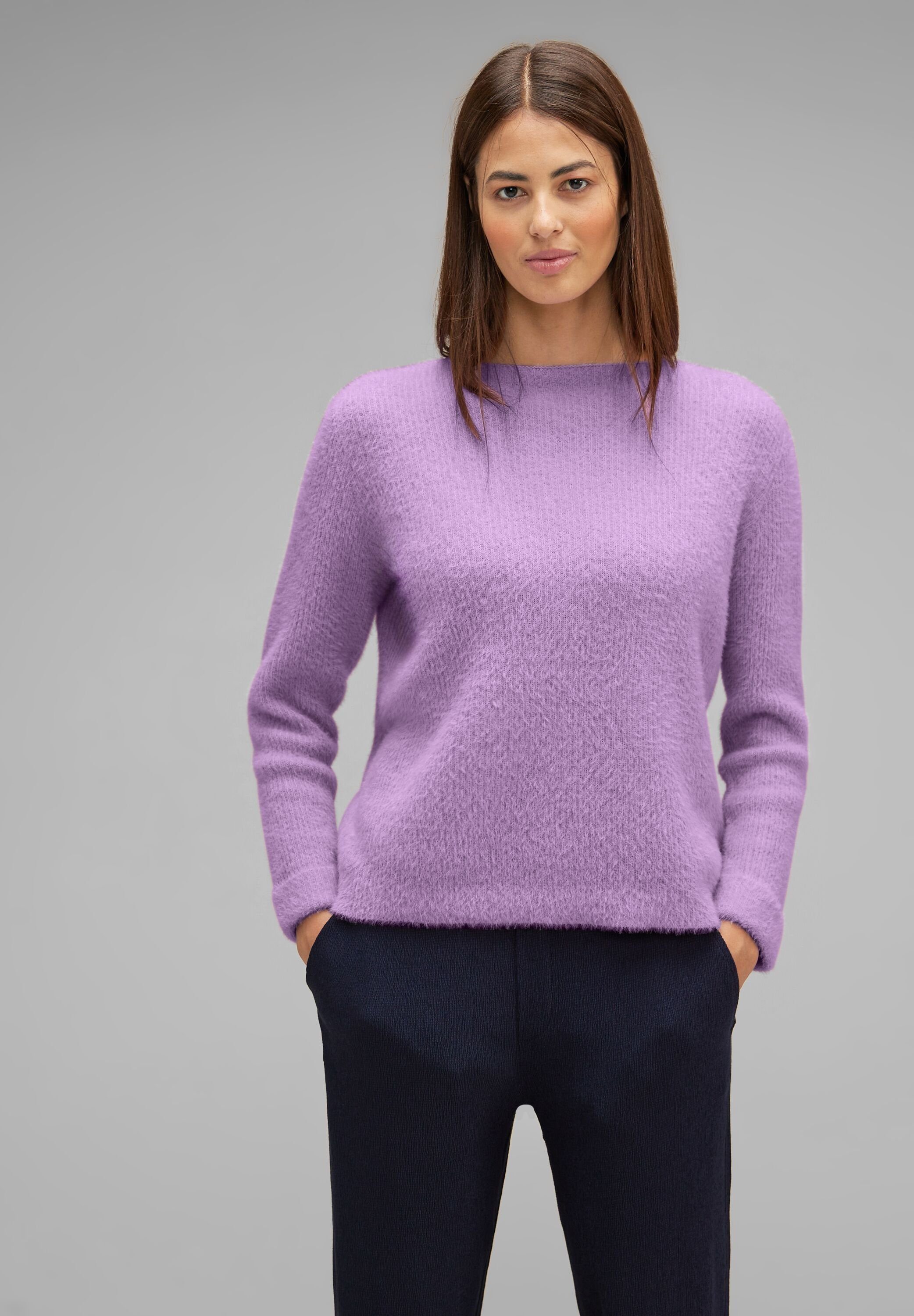 STREET ONE Strickpullover Street One Federgarn Pullover in Soft Pure Lilac (1-tlg) Nicht Vorhanden | Rundhalspullover