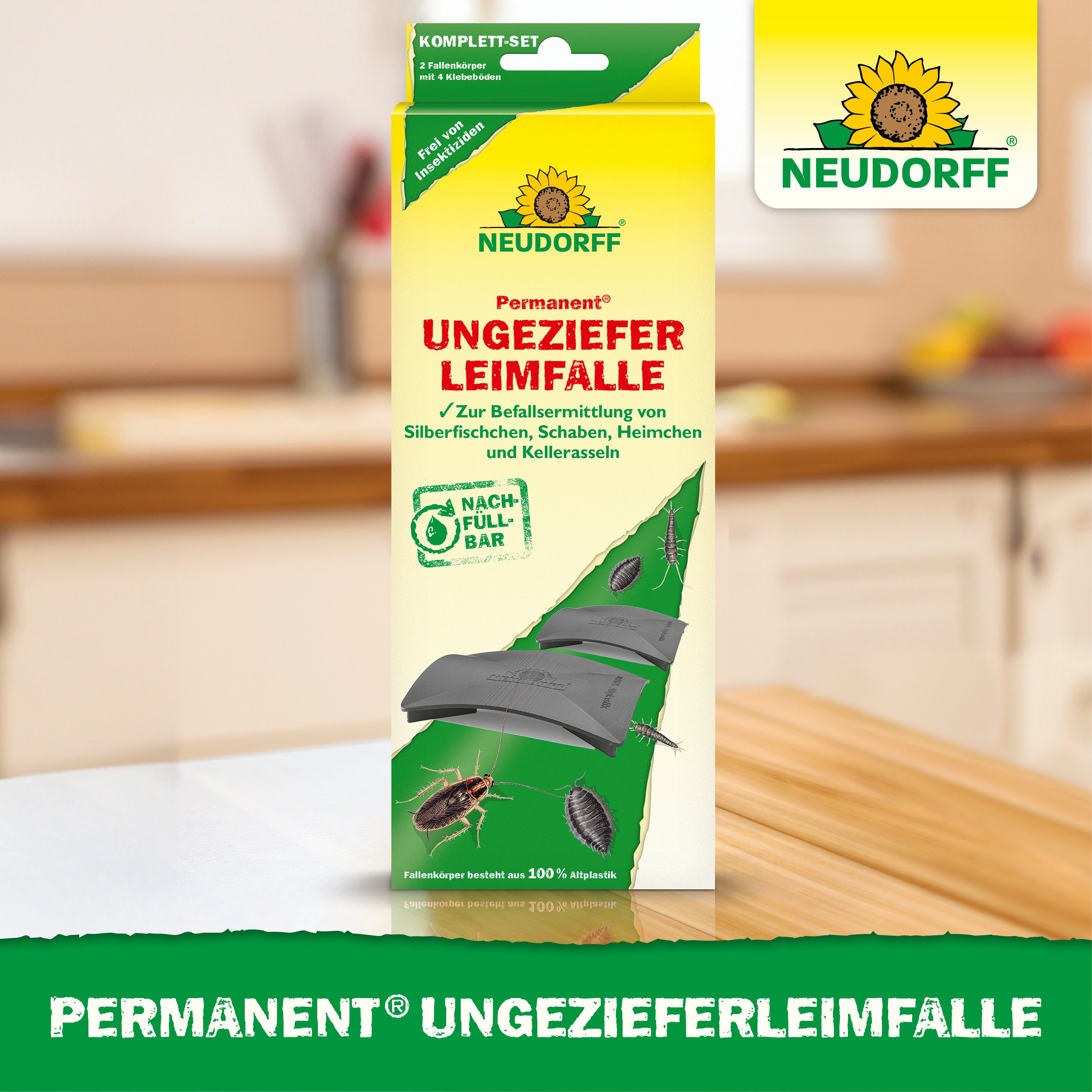 Neudorff Klebefalle Permanent UngezieferLeimFalle 2 Stk., Nachfüllbare Leimfalle ohne Insektizide für Innenräume – Bild 4 von 5