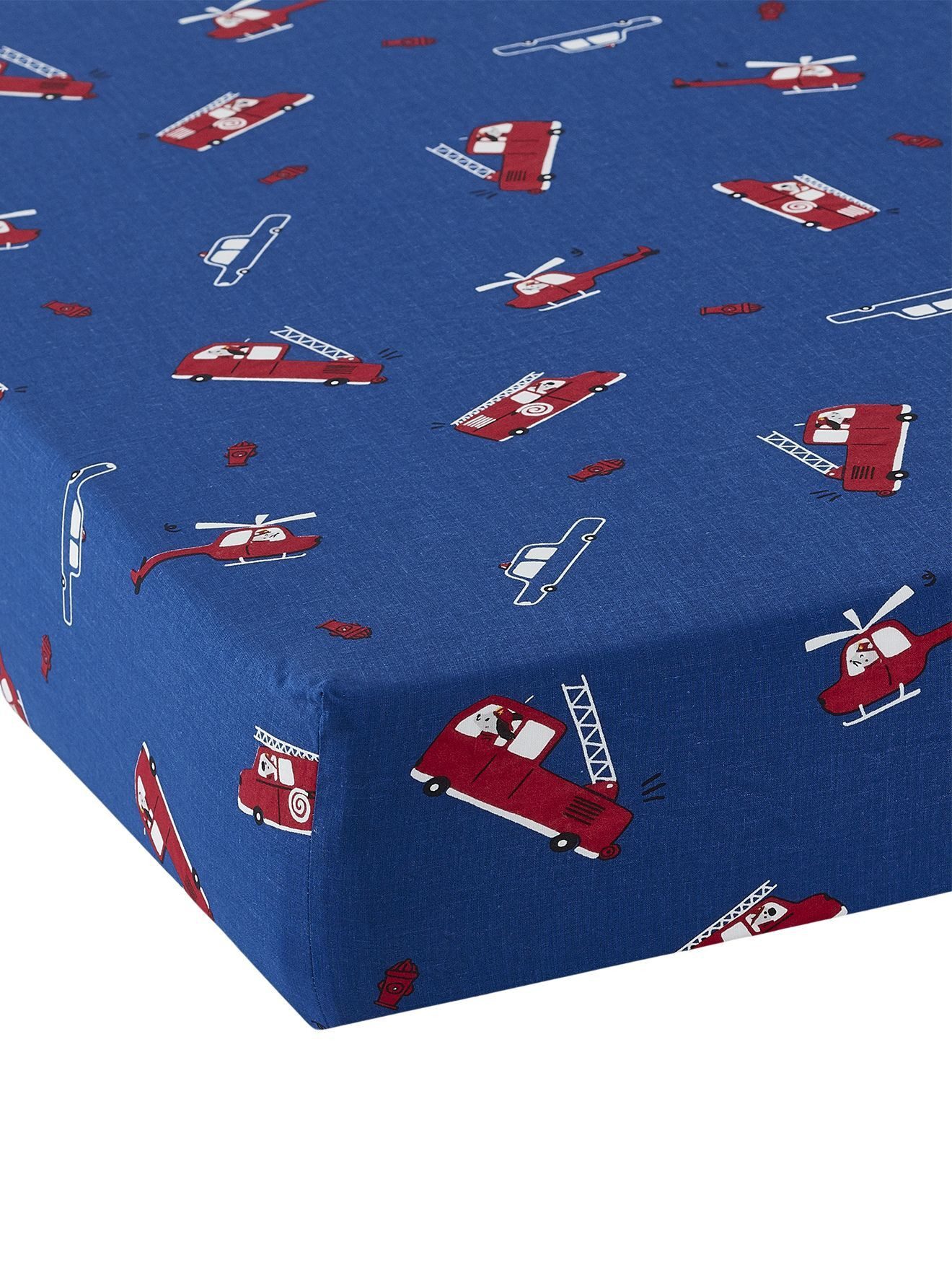 vertbaudet Spannbettlaken Kinder Spannbettlaken KLEINER FEUERWEHRMANN, Baumwolle