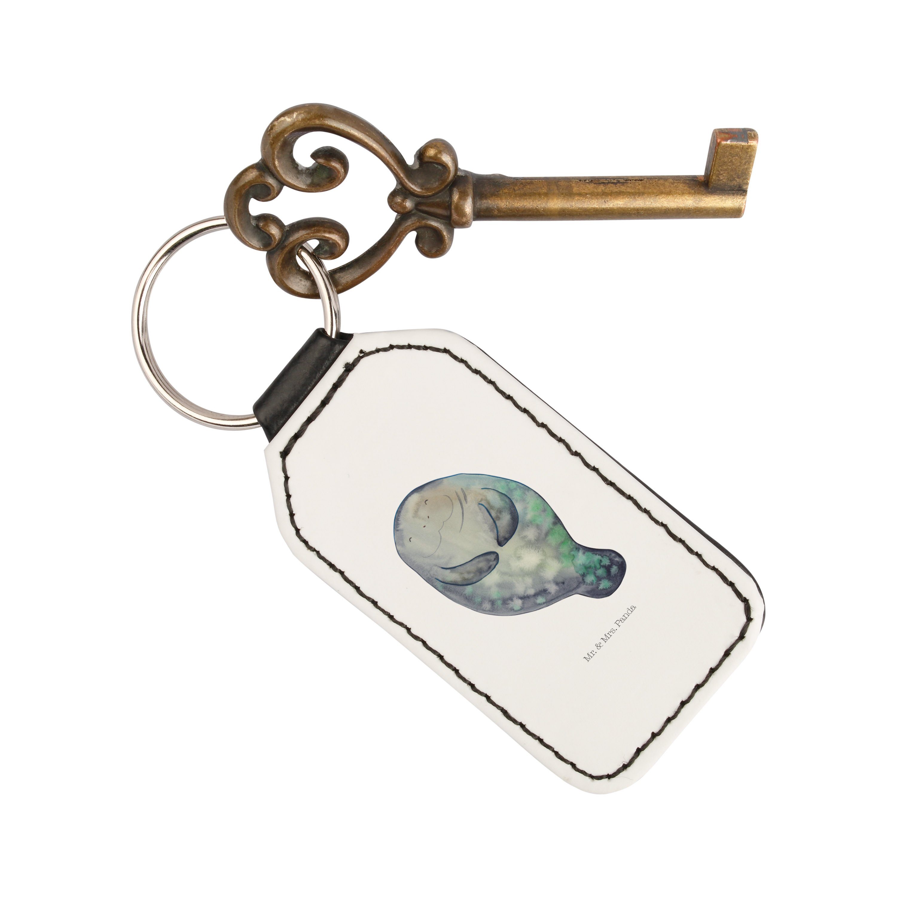 Schlüsselanhänger - happy Schlüsselanhänger, Weiß Geschenk, Seekuh Panda & Liebeskummer, Mrs. Schu (1-tlg) Mr. -