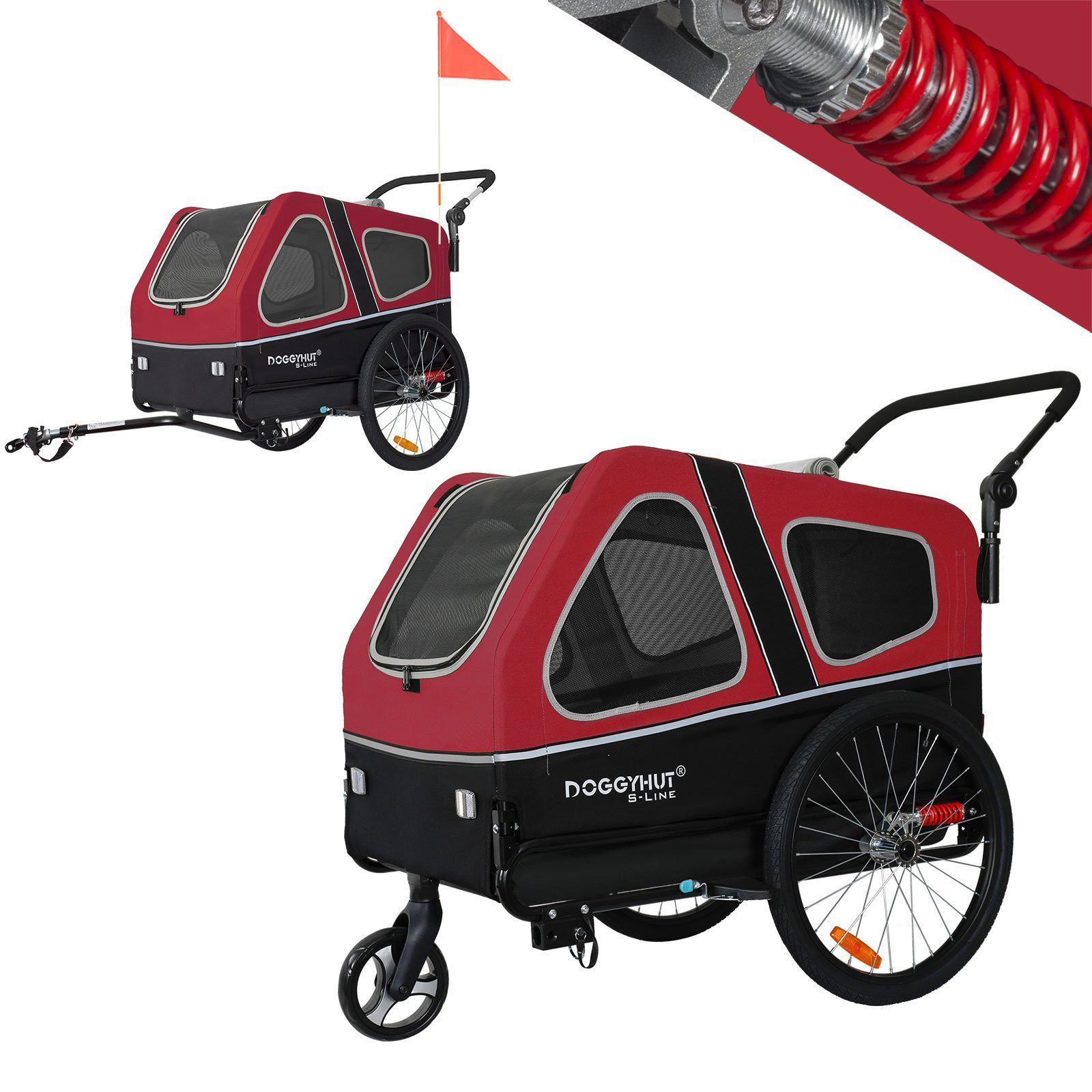TIGGO Fahrradhundeanhänger Doggyhut S-Line XXL Fahrradanhänger & Hundebuggy 2 in 1