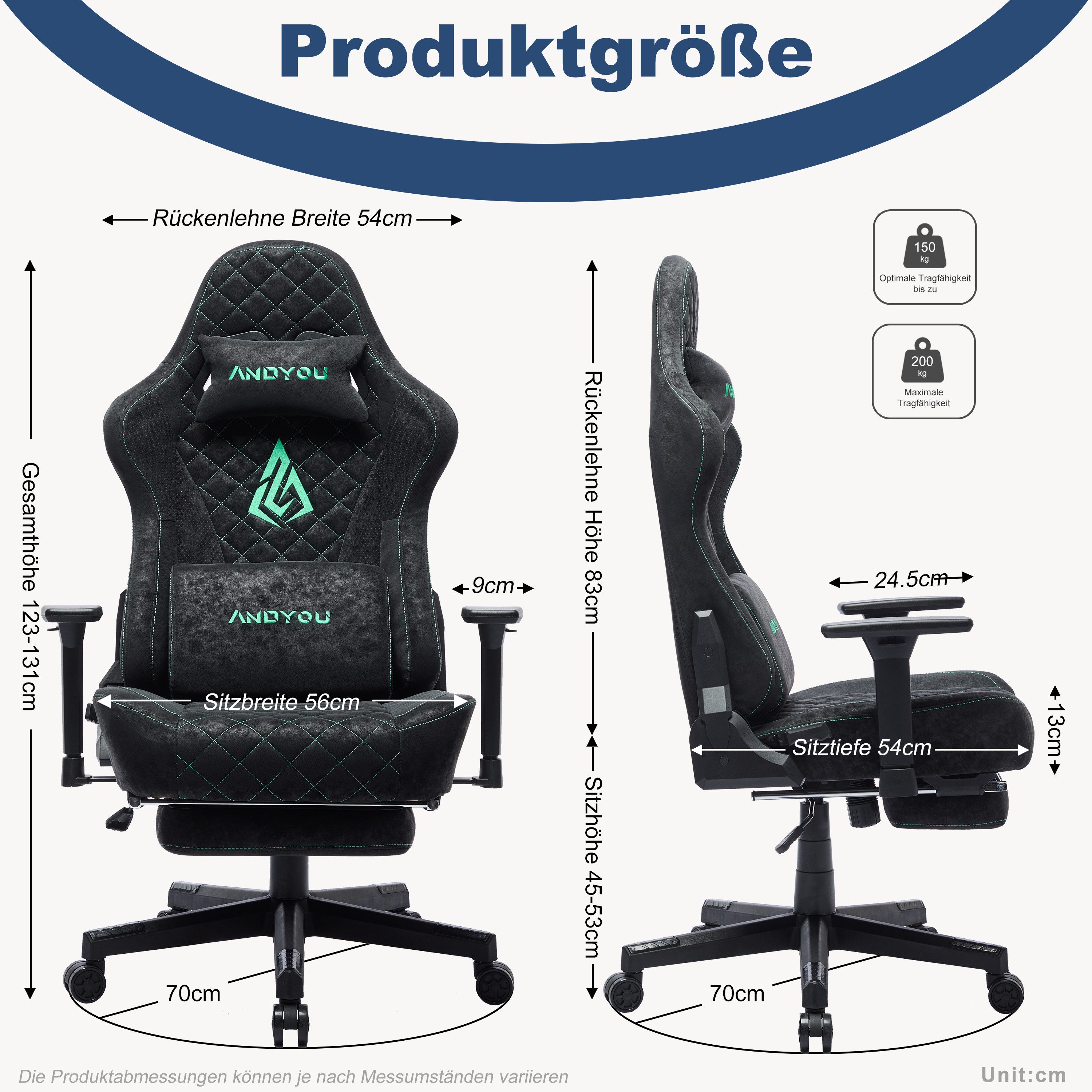 ANDYOU Gaming-Stuhl ergonomisch, Rennsport-Stil, PU-Bezug (1 günstig online kaufen