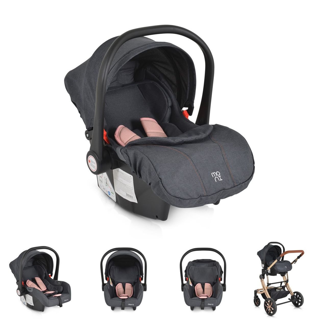 Moni Babyschale Trio (40 - 87 cm), ab: 0, bis: 1.25, Adapter, Fußabdeckung, weiches Kissen, i-Size