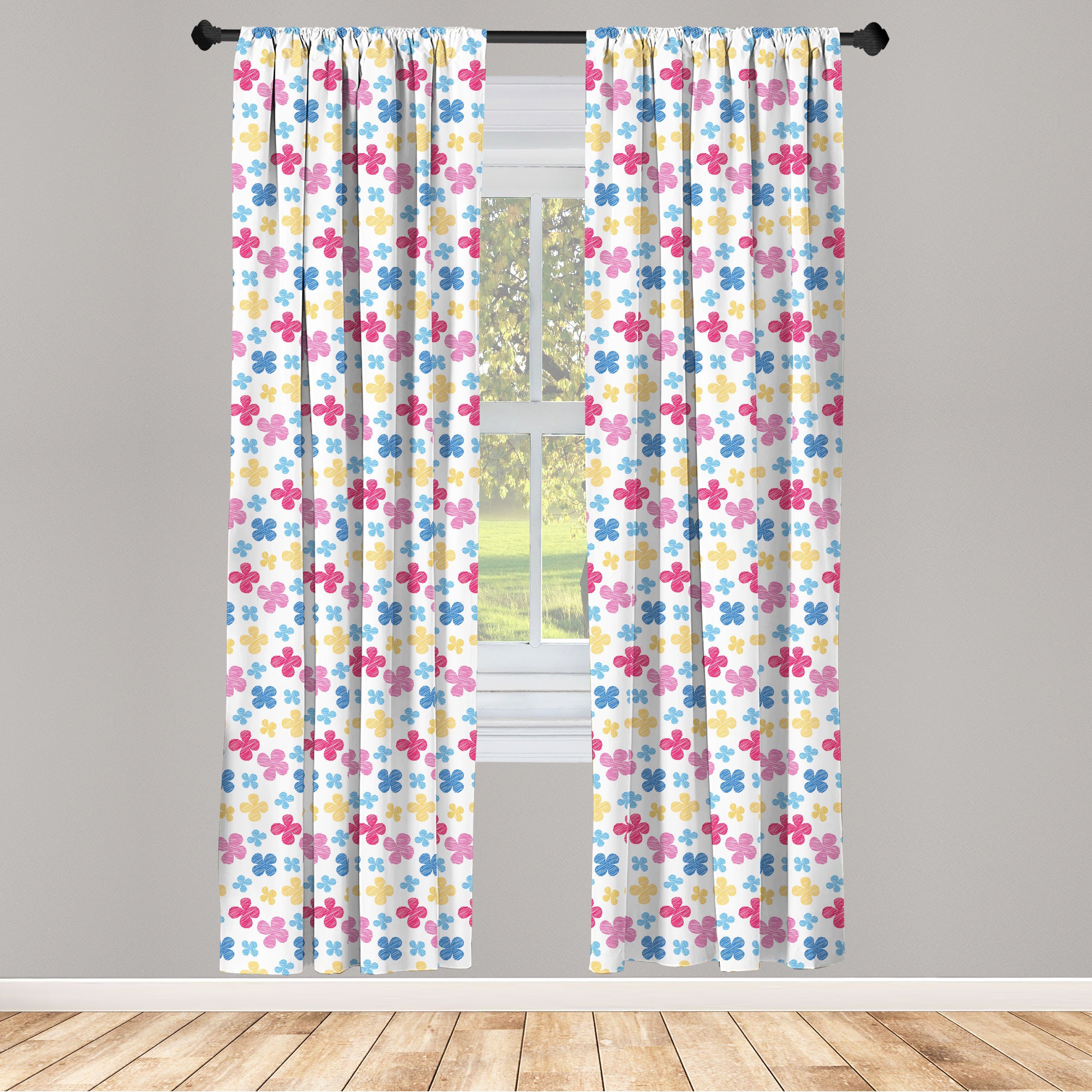 Gardine Vorhang für Wohnzimmer Schlafzimmer Dekor, Abakuhaus, Microfaser, Blumen Flüchtiger Bunte Daisy