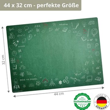 Platzset, Tischset, Platzset abwaschbar - Back to School, Tischsetmacher, (aus erstklassigem Vinyl, 1-St., 44 x 32 cm / grtün-weiß), Made in Germany