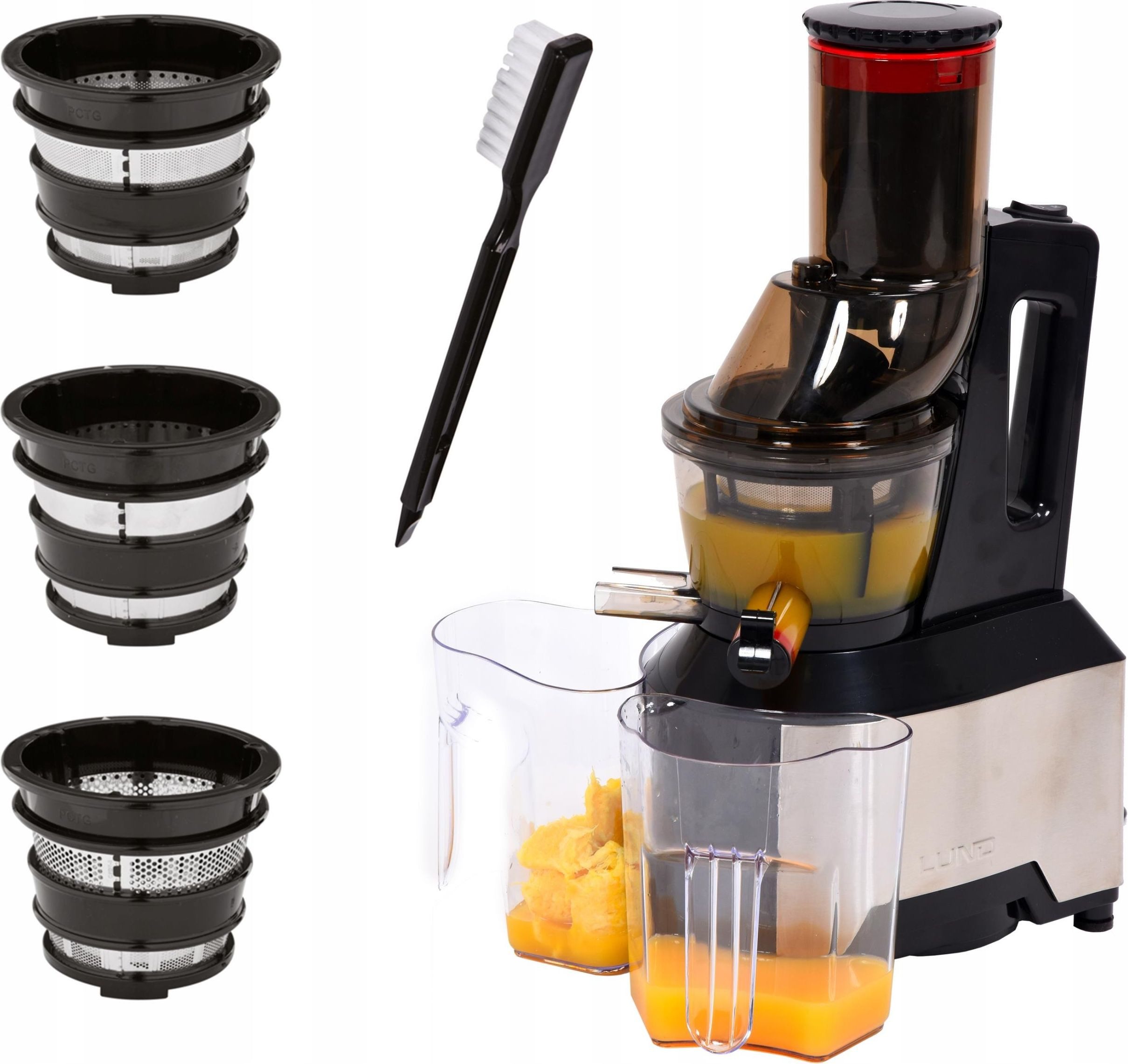 Lund Slow Juicer Entsafter Slow Juicer 150W Schwarz mit Filtern und Zubehör, 150 W