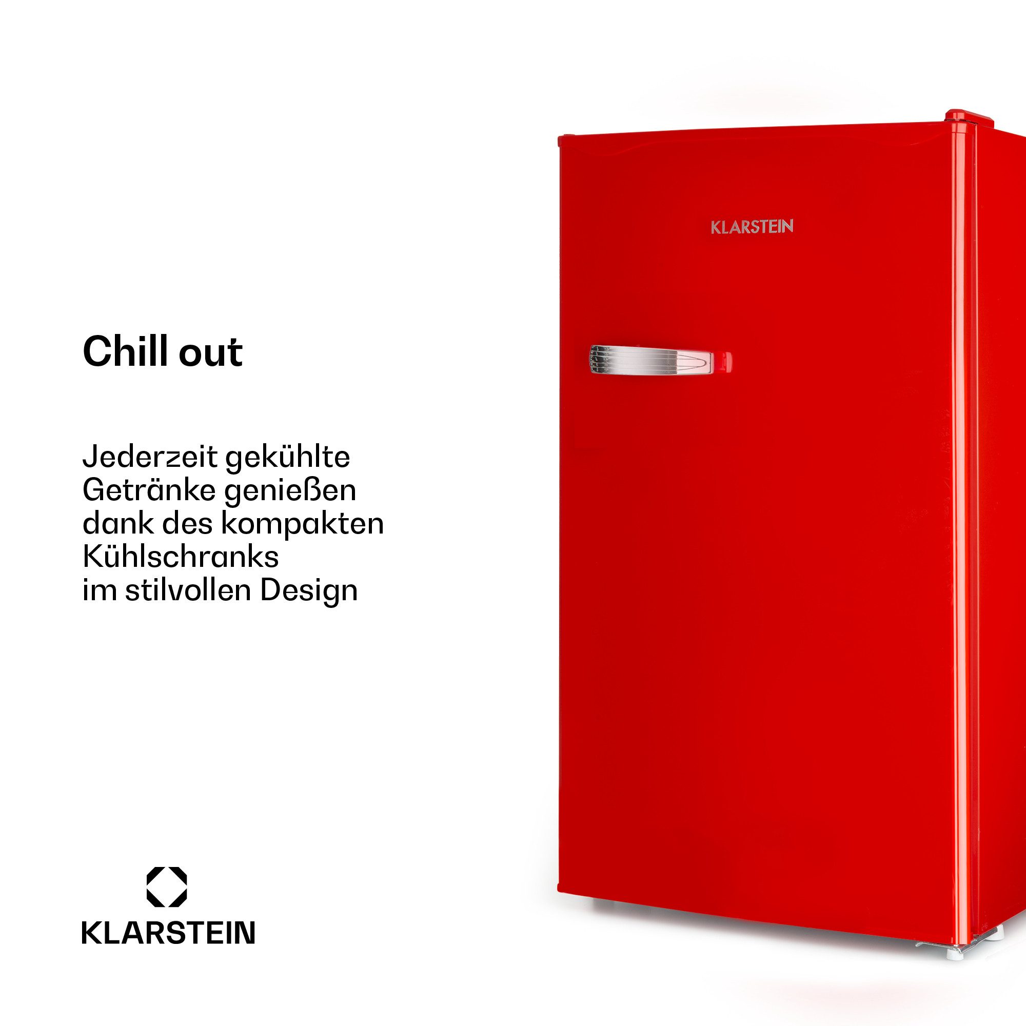Klarstein Kühl-/Gefrierkombination Beercracker Kühlschrank 91L mit 7L Gefrierfach 3 Türablagen Retro 10045922, 83.1 cm hoch, 47.4 cm breit, Bier Hausbar Mini Fridge mit Eisfach & Flaschenöffner