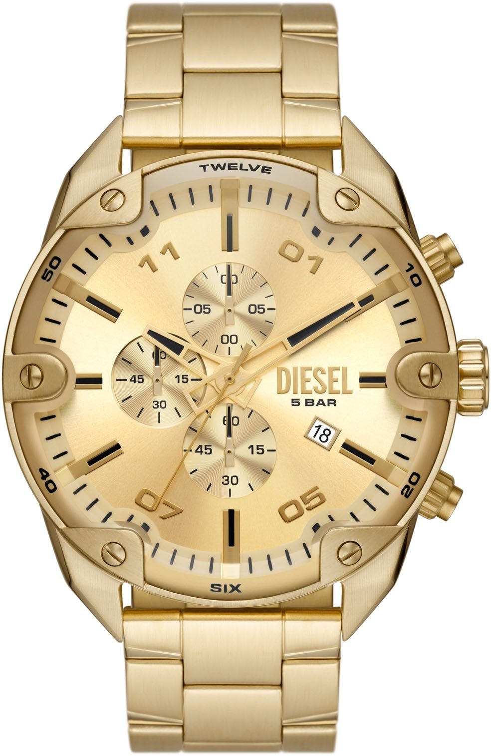 Diesel Chronograph Spiked, DZ4608, Quarzuhr, Armbanduhr, Herrenuhr, Stoppfunktion