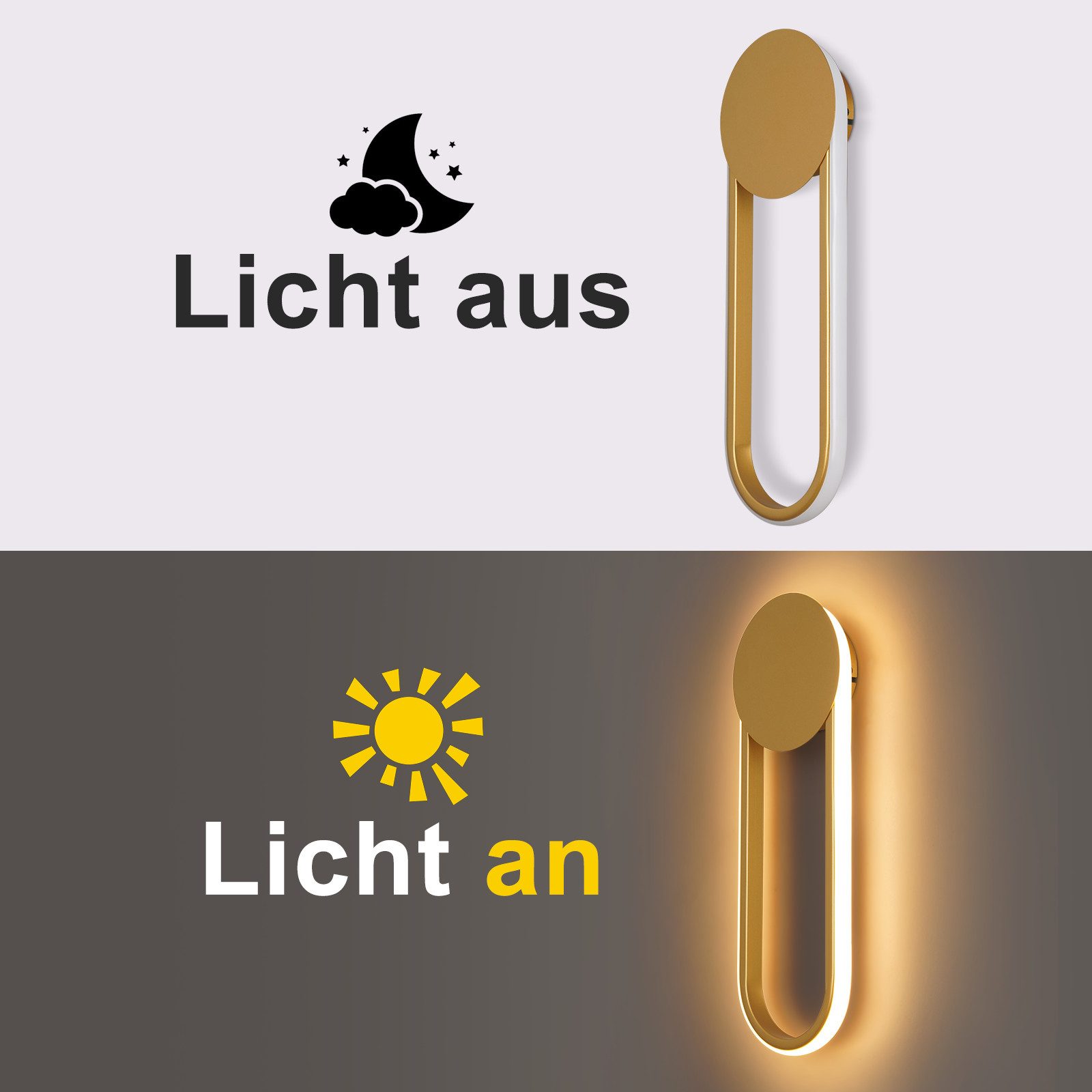ZMH LED Wandleuchte Innen Wandlampe Flurlampe Modern Design 3000K, Außenleuchtend, LED fest integriert, warmweiß