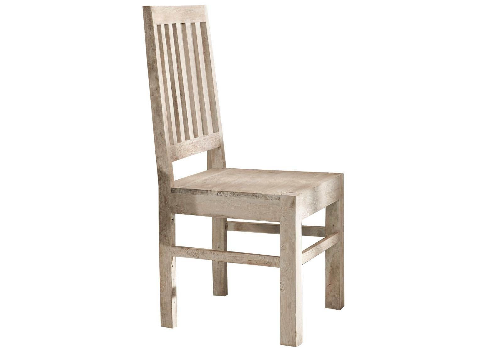 Massivmoebel24 Holzstuhl NATURE WHITE, Stuhl Akazie 45x45x100 white stone getüncht NATURE WHITE #121