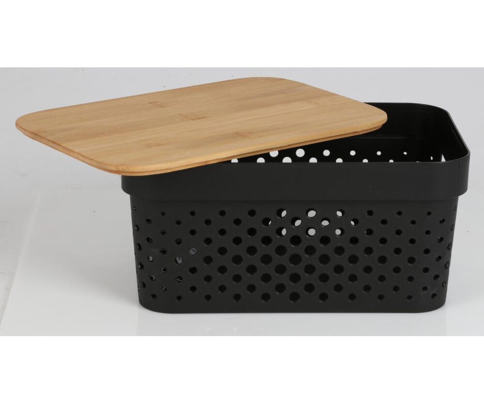BURI Aufbewahrungsbox Aufbewahrungskorb 4,5L Bambusdeckel Allzweckbox Ordnungsbox Schrankbox – Bild 2 von 5