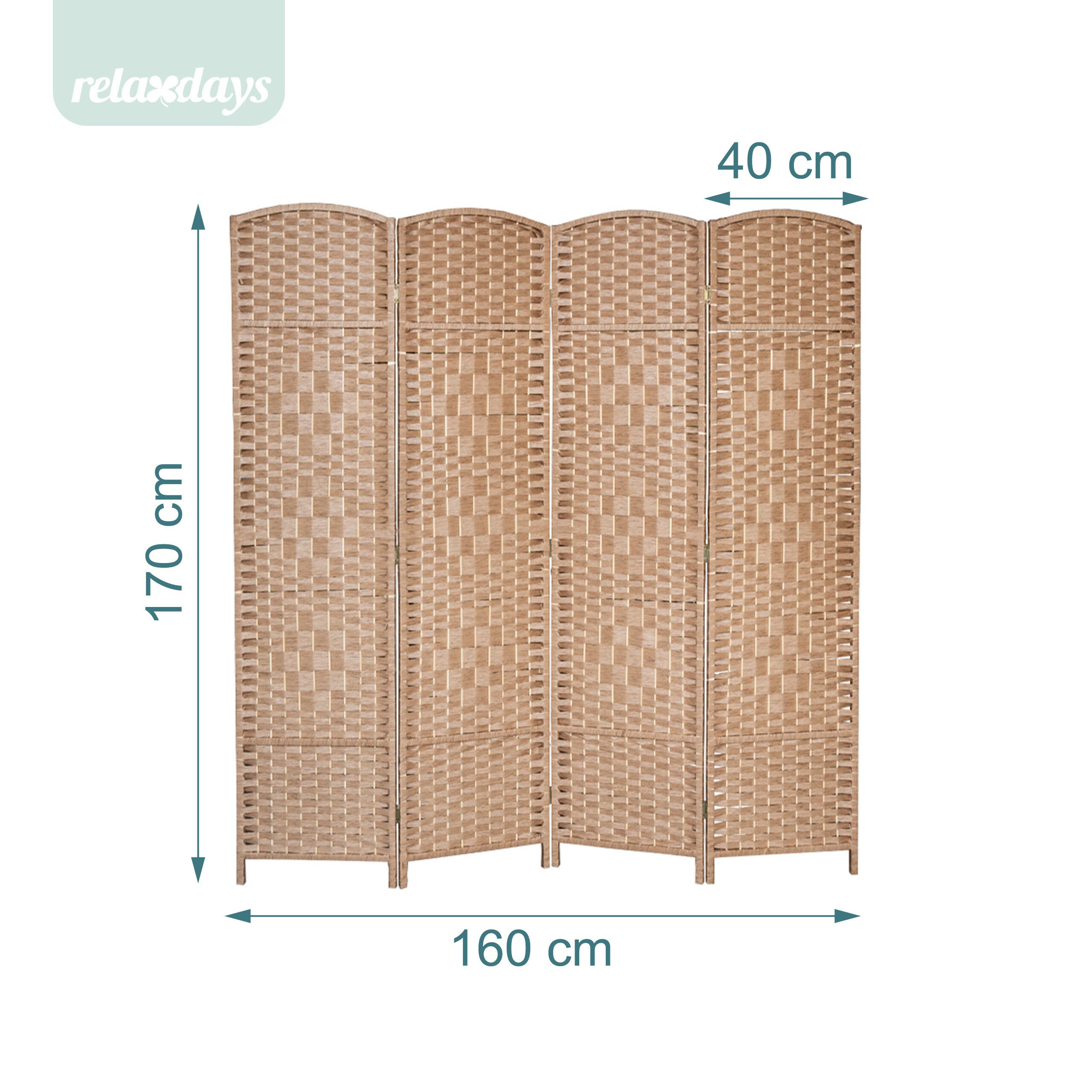 relaxdays Paravent Raumteiler 4-teilig (4 St), natur – Bild 4 von 5