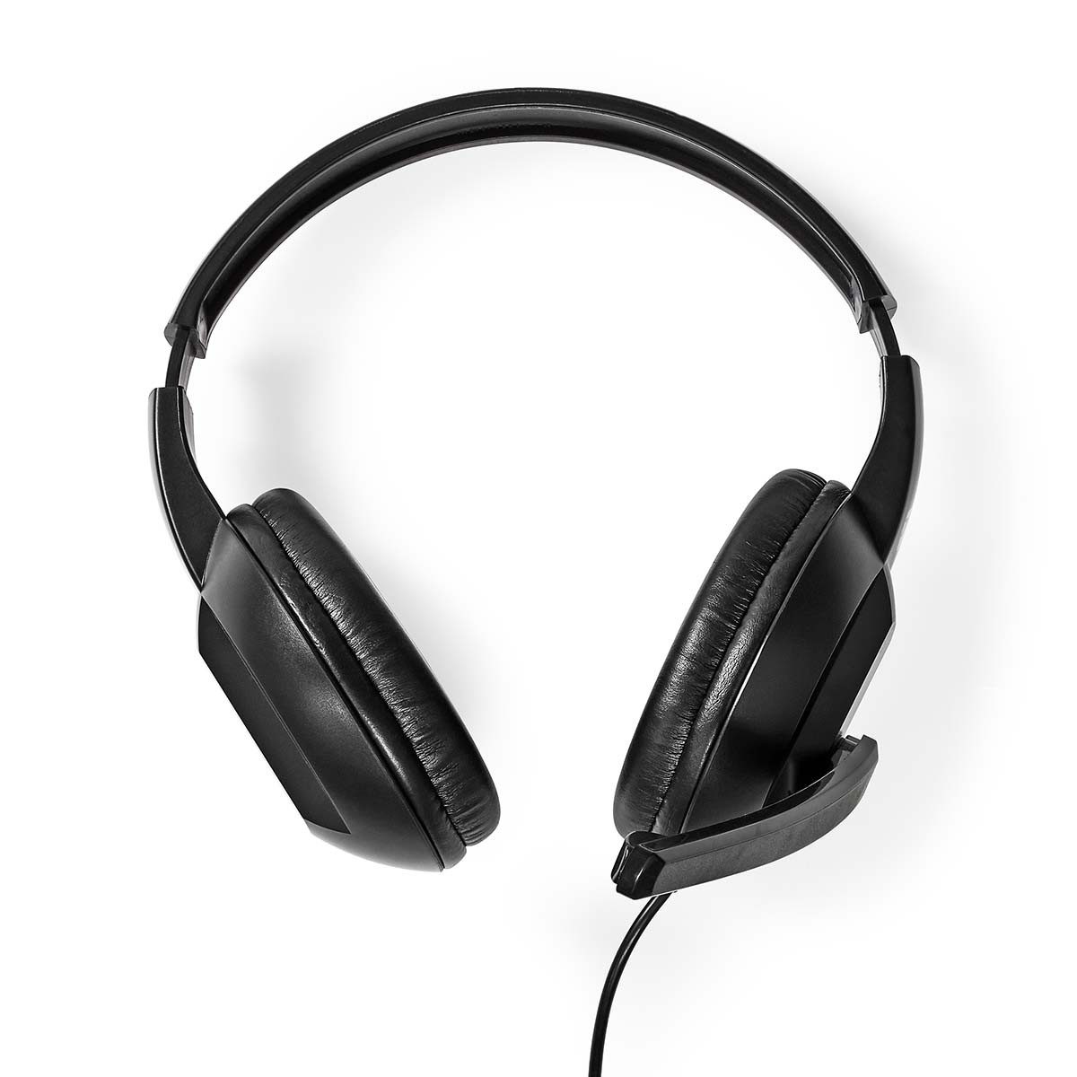 Nedis CHSTU210BK PC-Headset (Mikrofonstummschaltung, Lautstärkeregelung, Klappmikrofon, Inline-Bedienung, USB-C mit Adapter, Over-Ear)