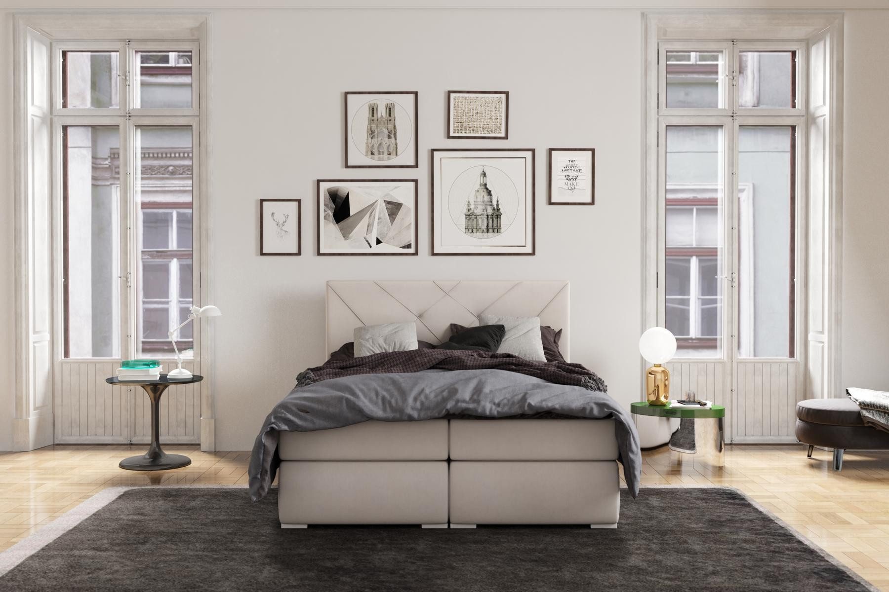 JVmoebel Boxspringbett Moderne Boxspring Betten Hotel Doppel Luxus Bett Polster Kasten (Boxspringbett 4062292146701), Made in Europa