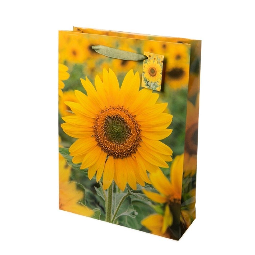 10 Tragetasche Tüten, Geschenktüten Große Stück Linoows Papiertragetaschen `Sonnenblumen`,